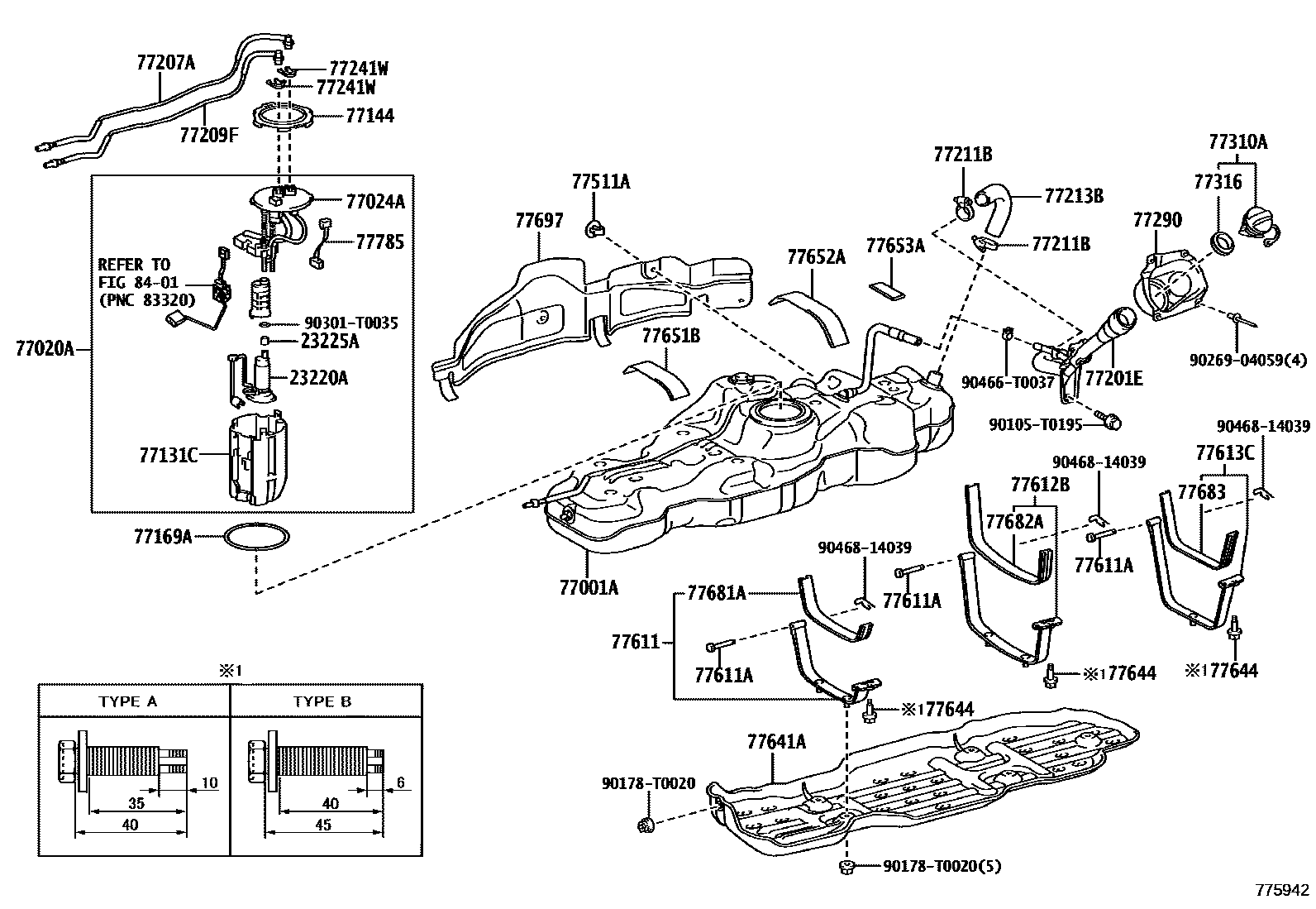 Toyota HILUX 燃油箱和燃油管 EPC diagram — 775942