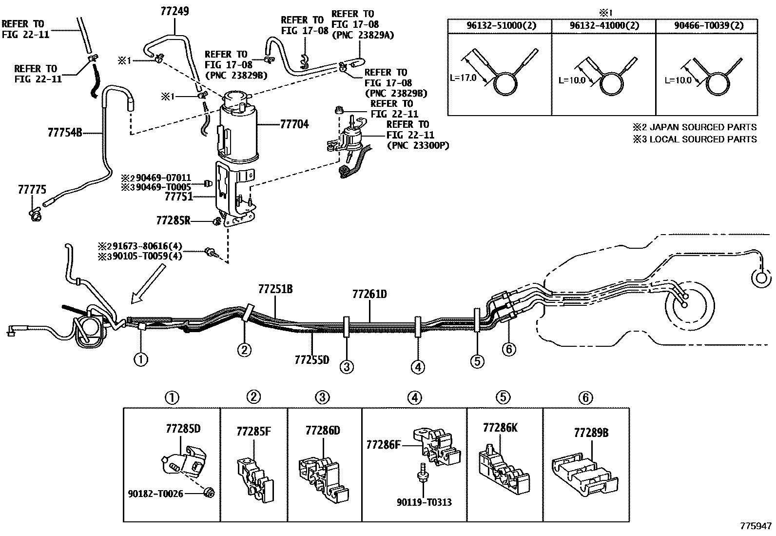 Toyota HILUX 燃油箱和燃油管 EPC diagram — 775947