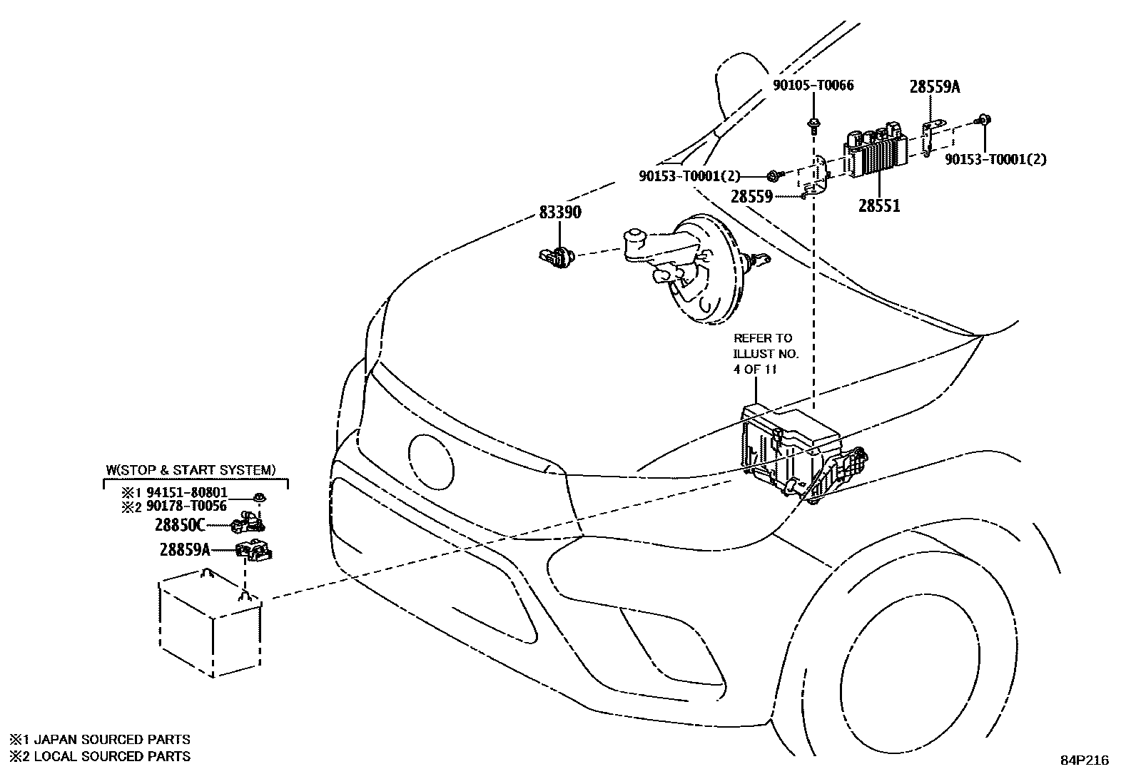 Toyota HILUX 开关和继电器和ECU EPC diagram — 84P216