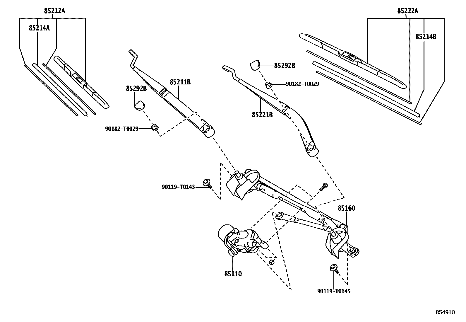 Toyota HILUX 挡风玻璃刮水器 EPC diagram — 854910