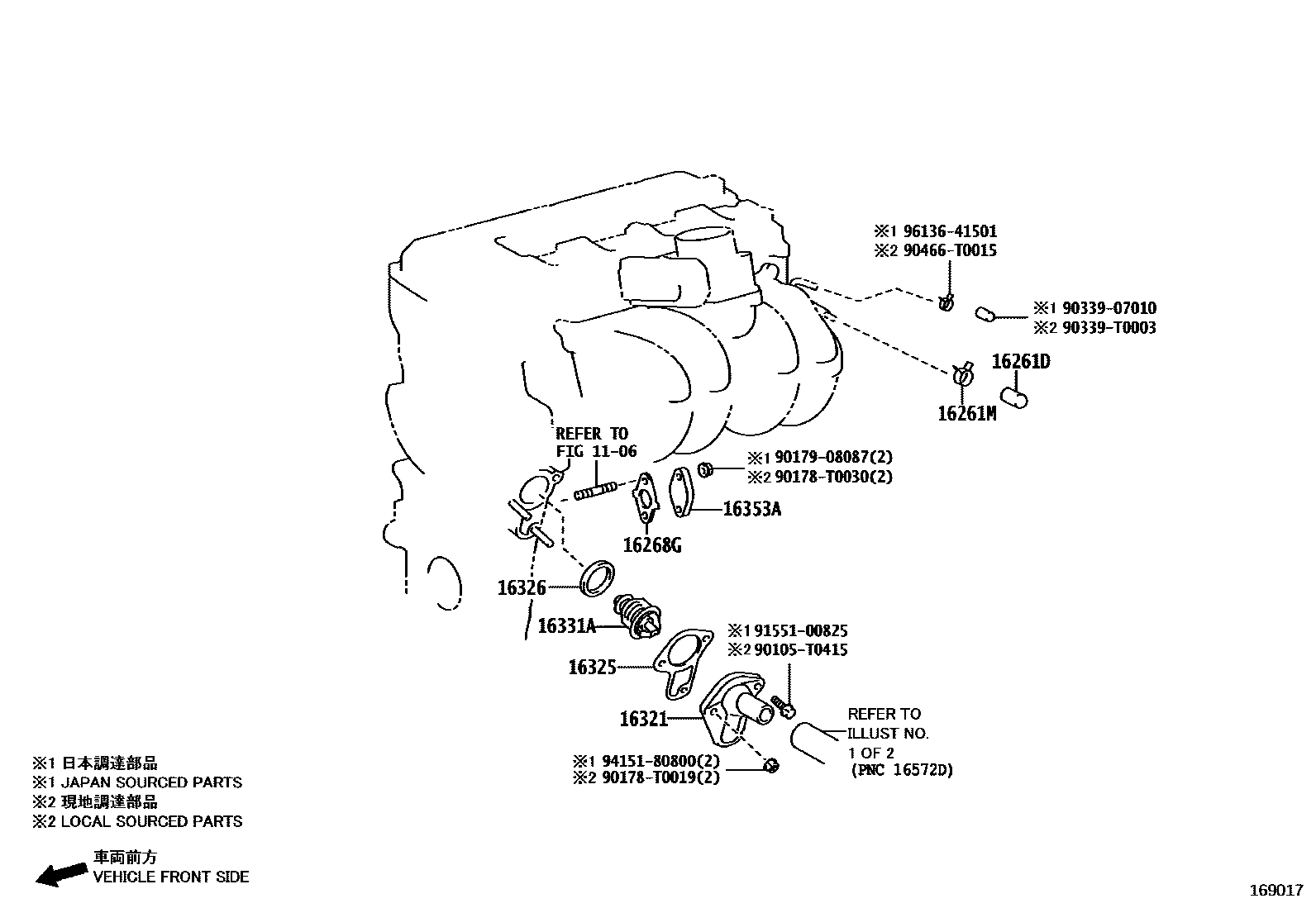 Toyota HILUX RADIATOR & WATER OUTLET EPC diagram — 169017