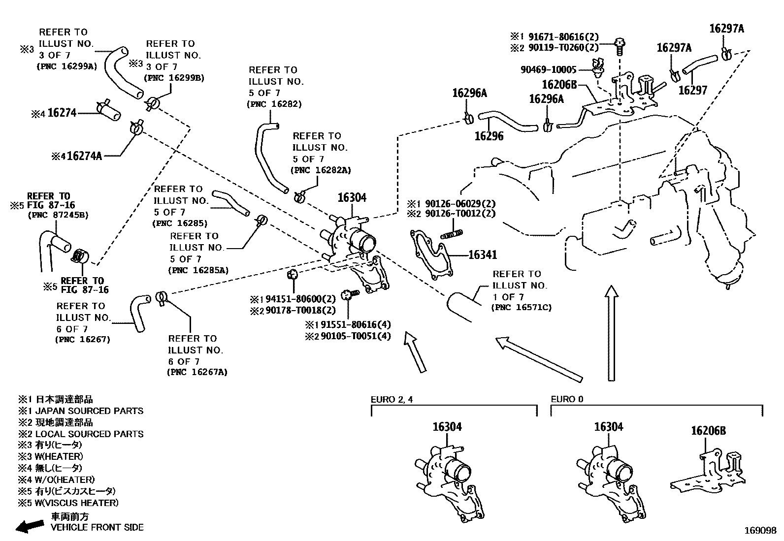 Toyota HILUX RADIATOR & WATER OUTLET EPC diagram — 169098