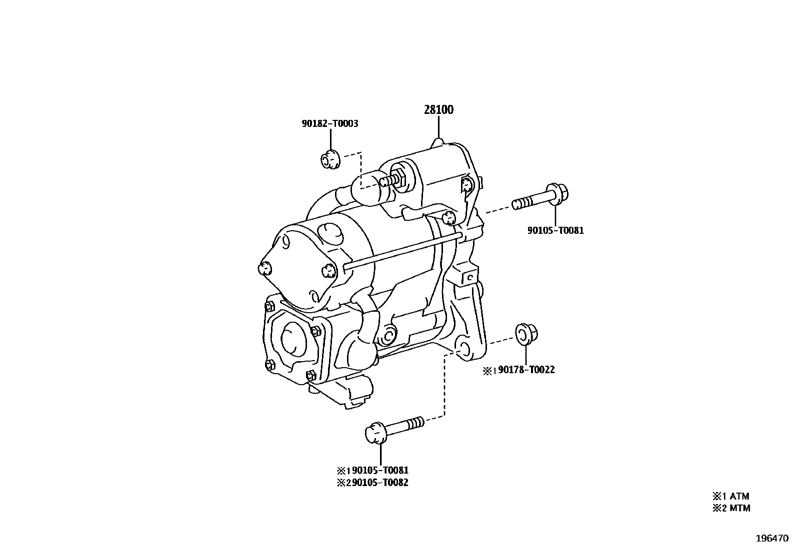 Toyota HILUX 起动机 EPC diagram — 196470