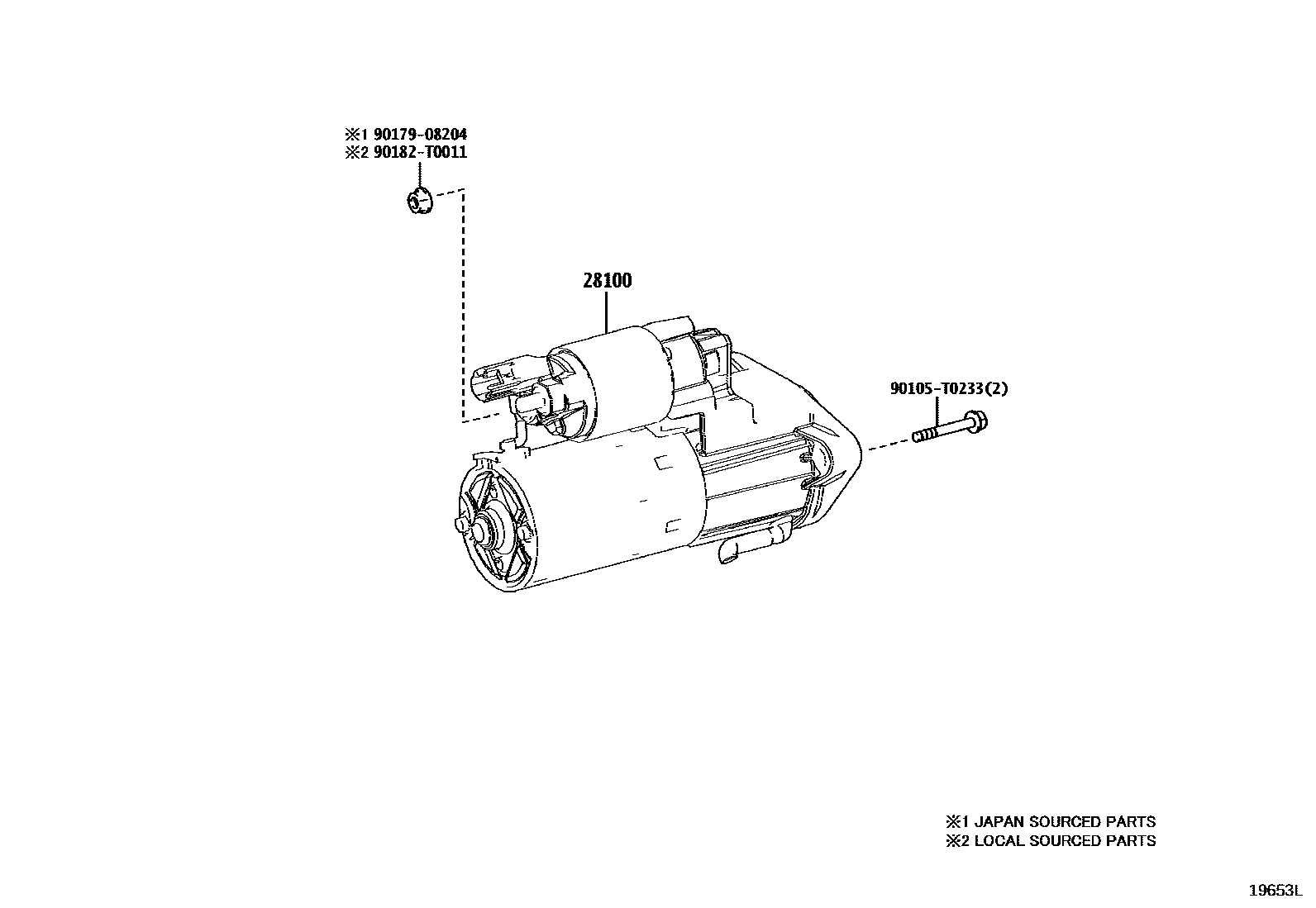 Toyota HILUX 起动机 EPC diagram — 19653L