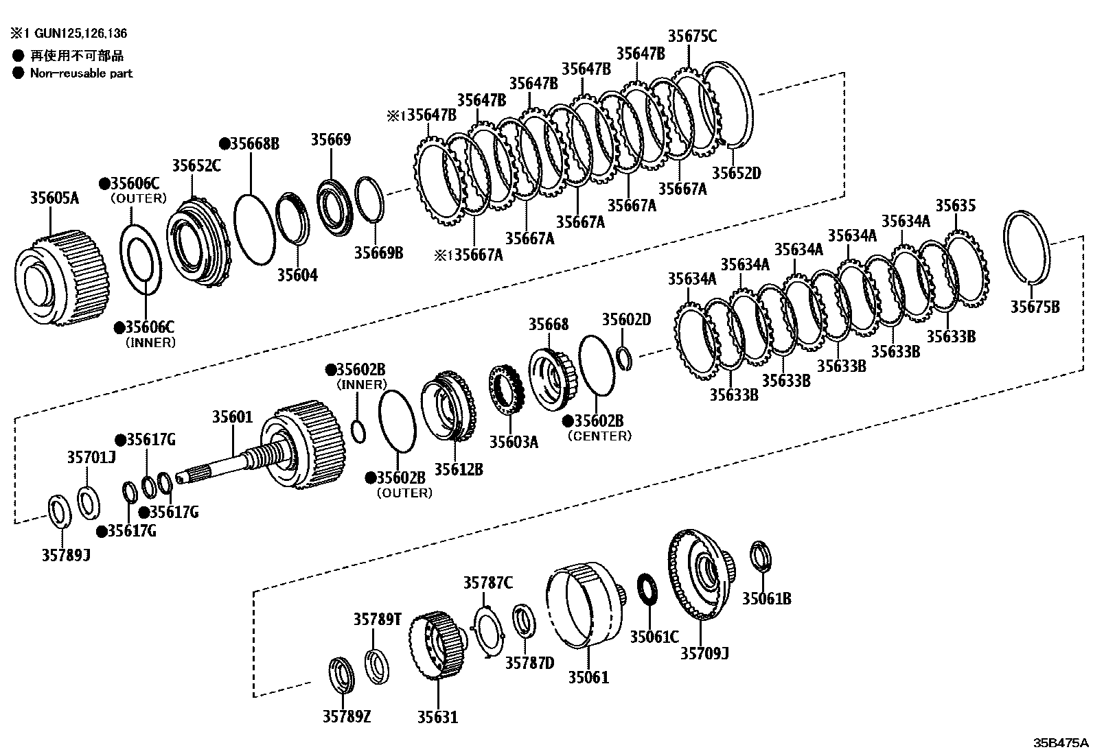 Toyota HILUX 制动带和多片式离合器(ATM) EPC diagram — 35B475A