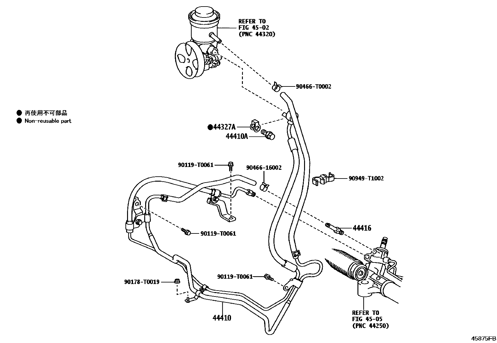 Toyota HILUX 动力转向配管 EPC diagram — 45875FB
