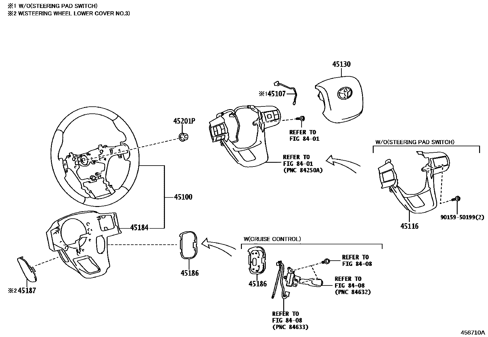 Toyota HILUX Steering Wheel EPC diagram — 458710A