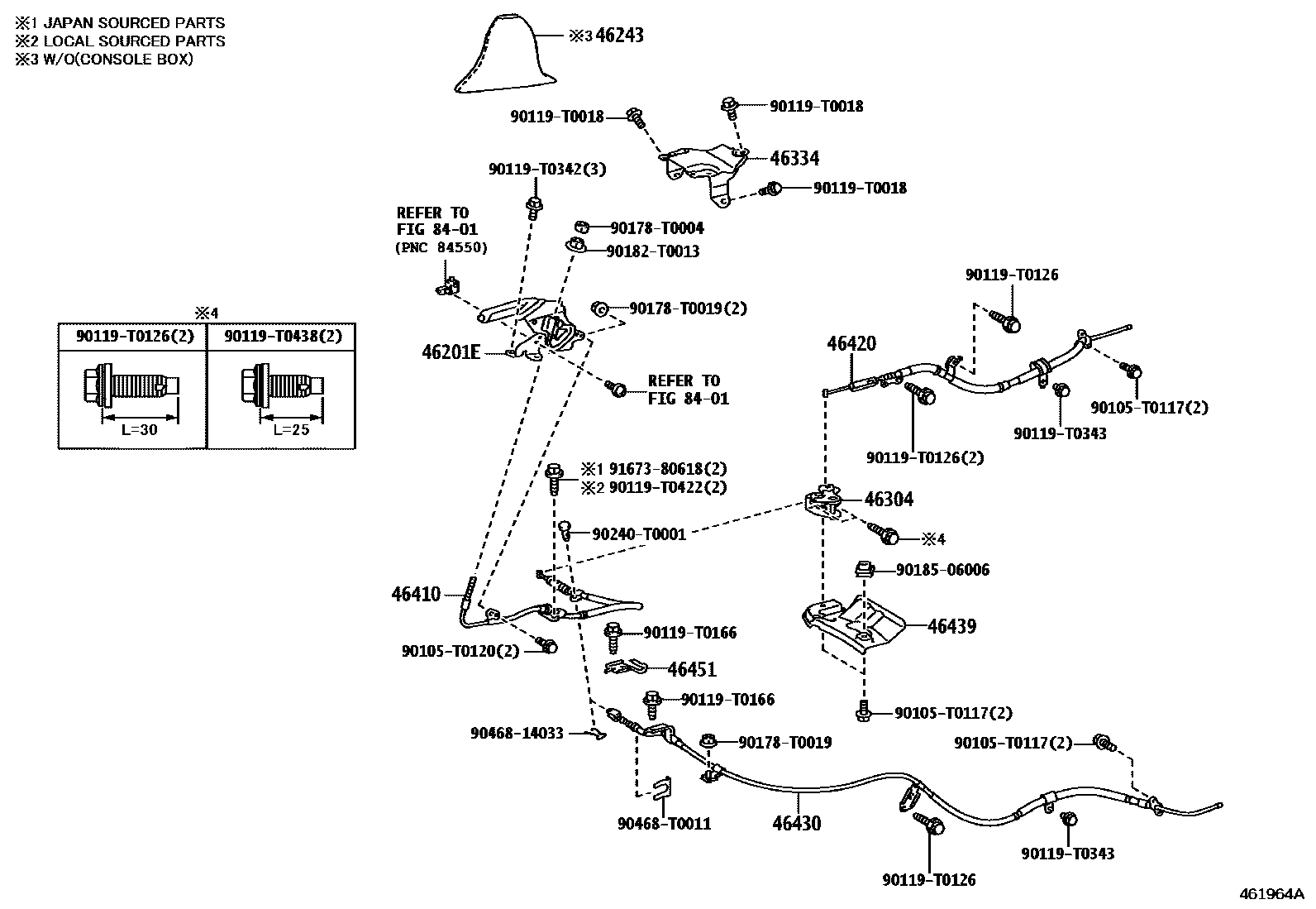 Toyota HILUX Parking Brake & Cable EPC diagram — 461964A