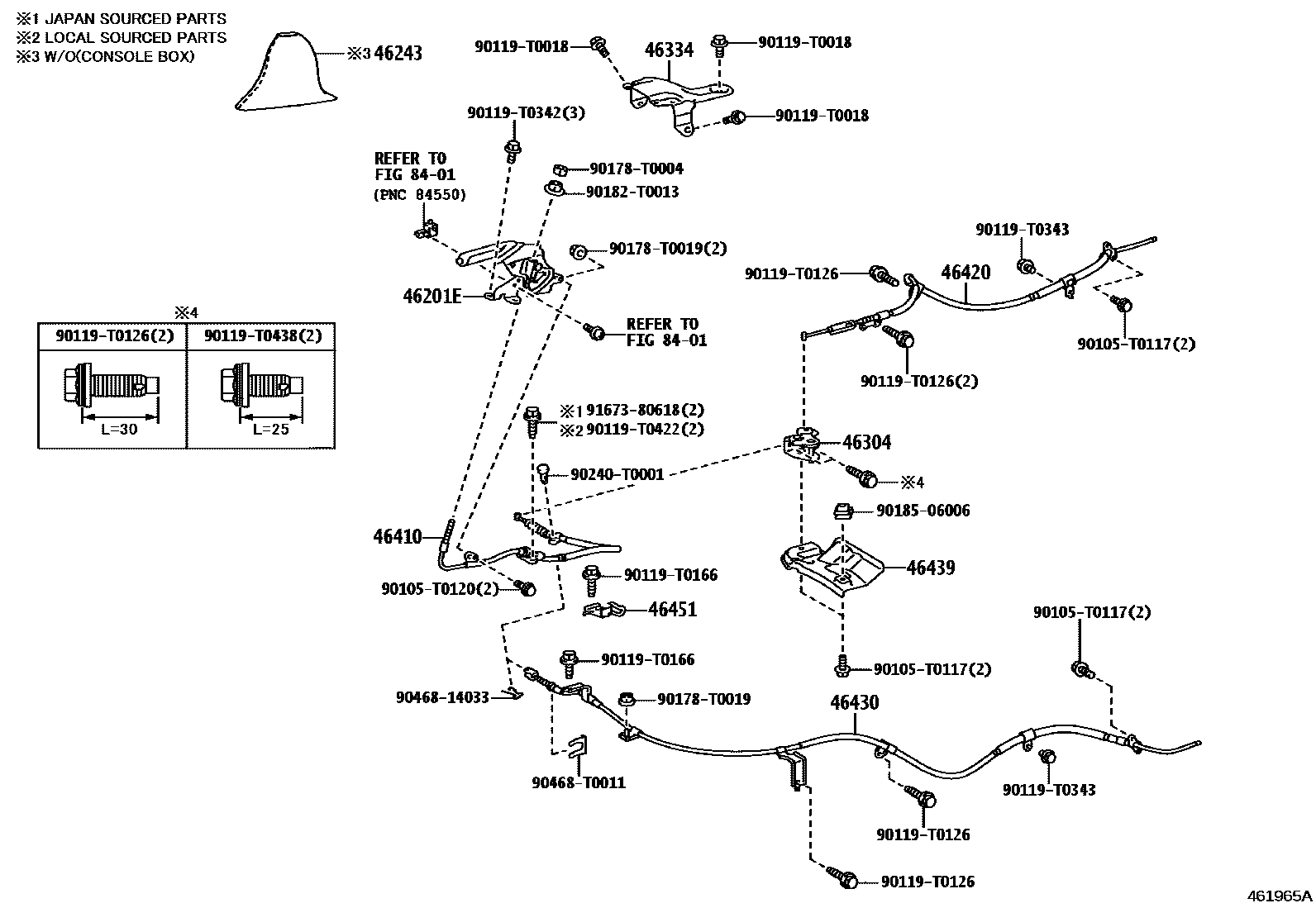 Toyota HILUX Parking Brake & Cable EPC diagram — 461965A