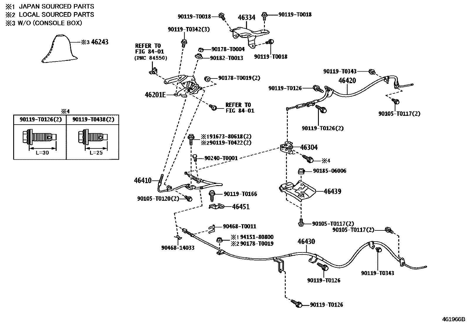 Toyota HILUX Parking Brake & Cable EPC diagram — 461966B