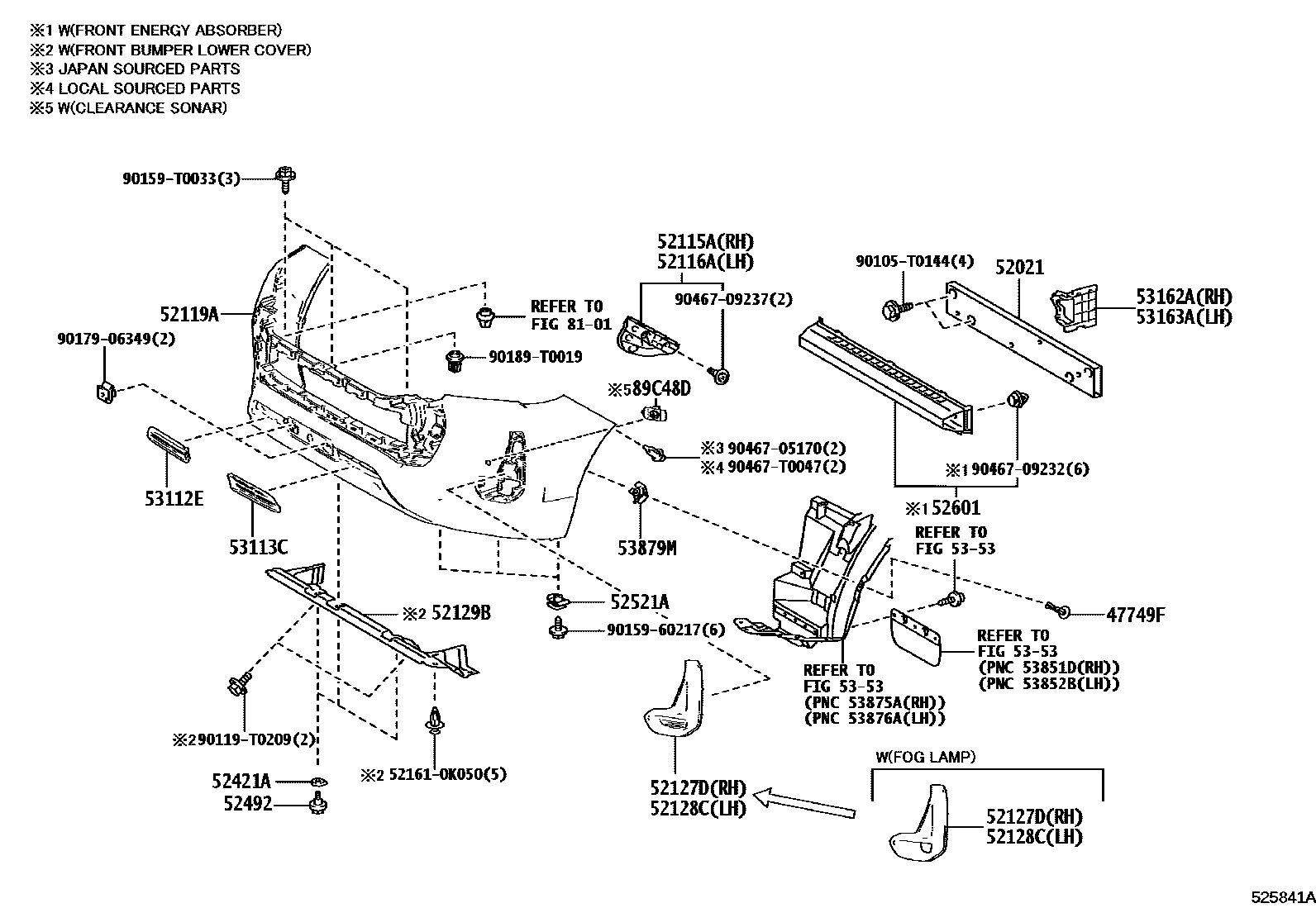 Toyota HILUX 前保险杠及附件 EPC diagram — 525841A