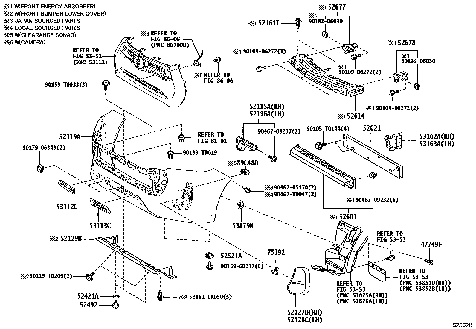Toyota HILUX 前保险杠及附件 EPC diagram — 525843A