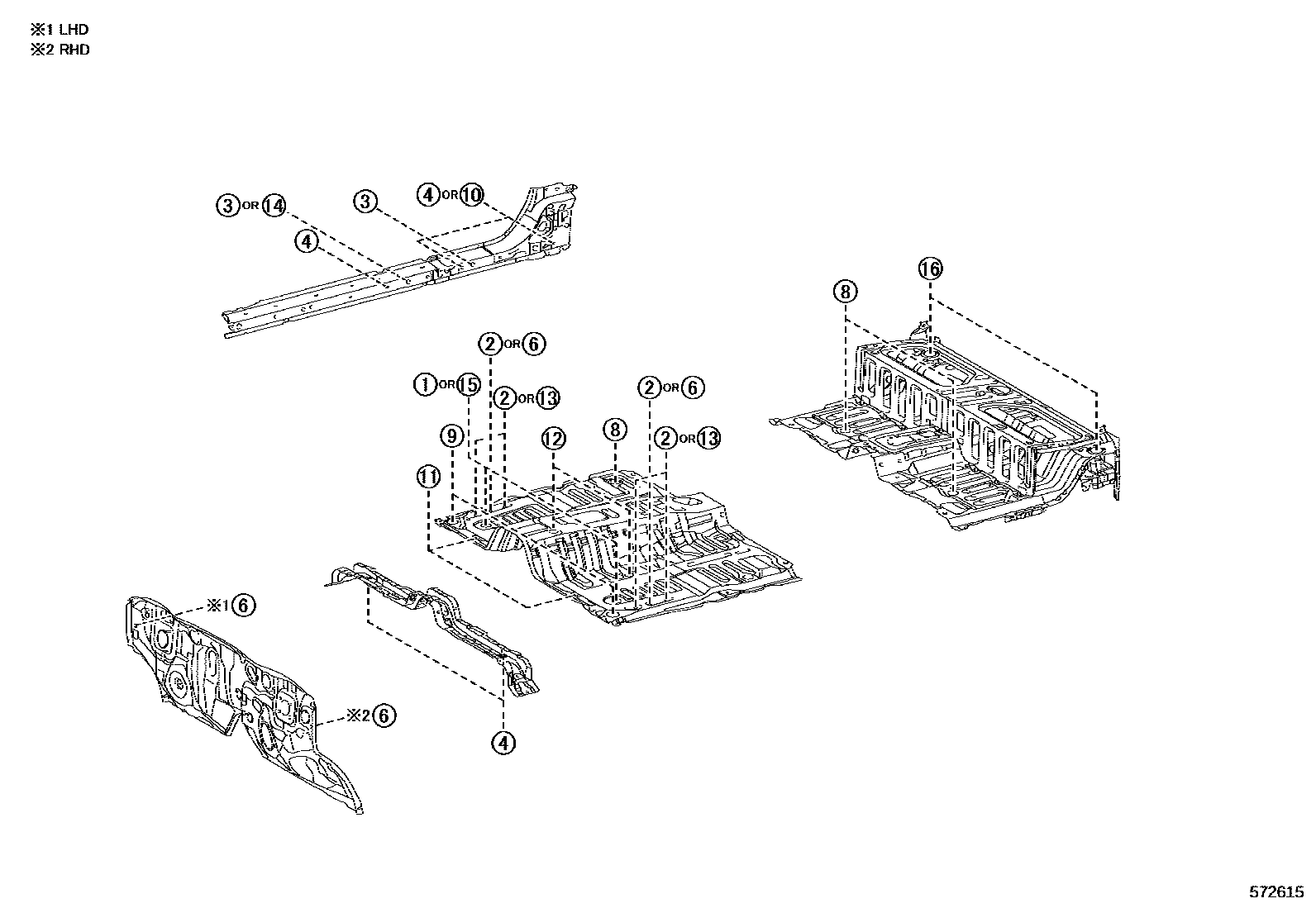 Toyota HILUX hole plug EPC diagram — 572615