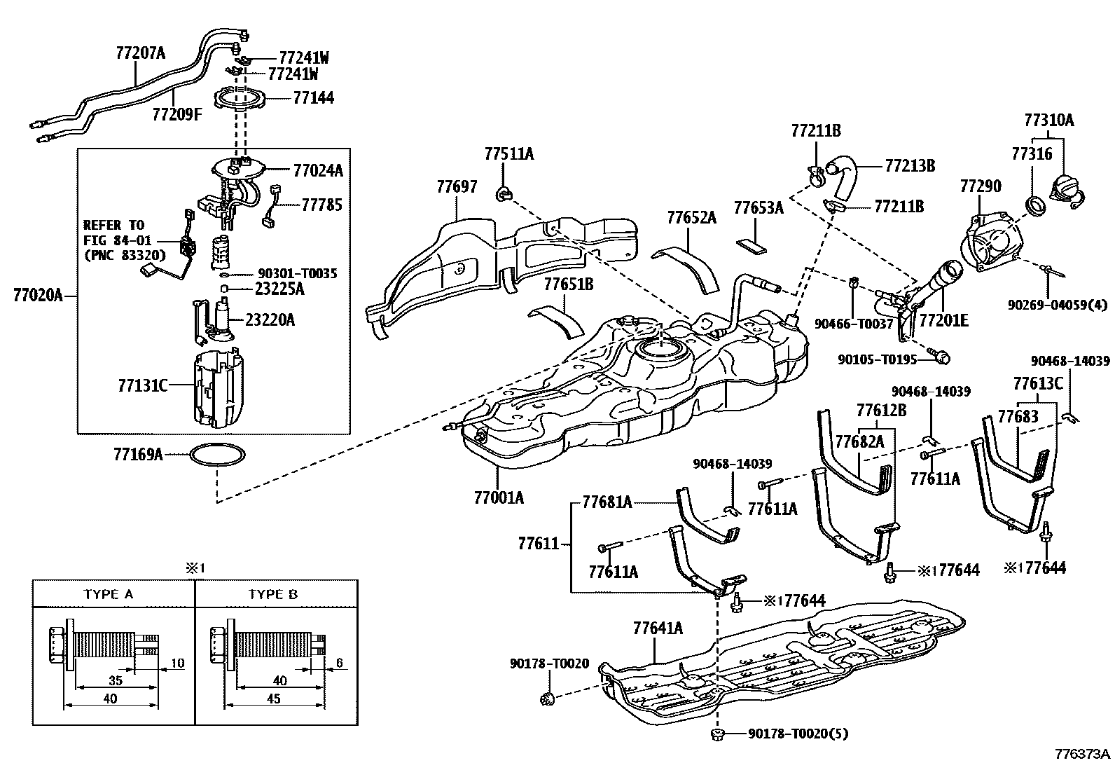 Toyota HILUX 燃油箱和燃油管 EPC diagram — 776373A