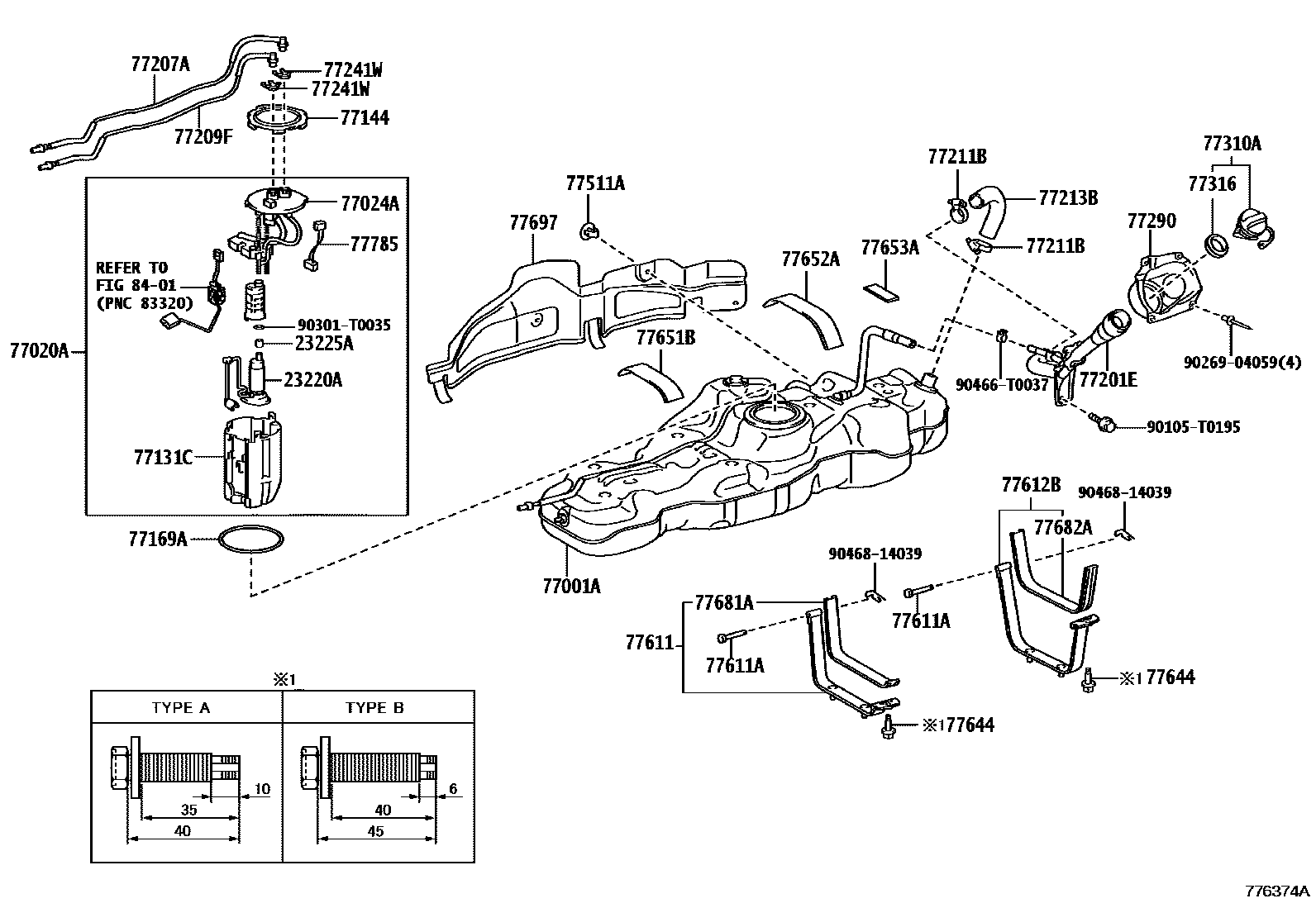 Toyota HILUX 燃油箱和燃油管 EPC diagram — 776374A