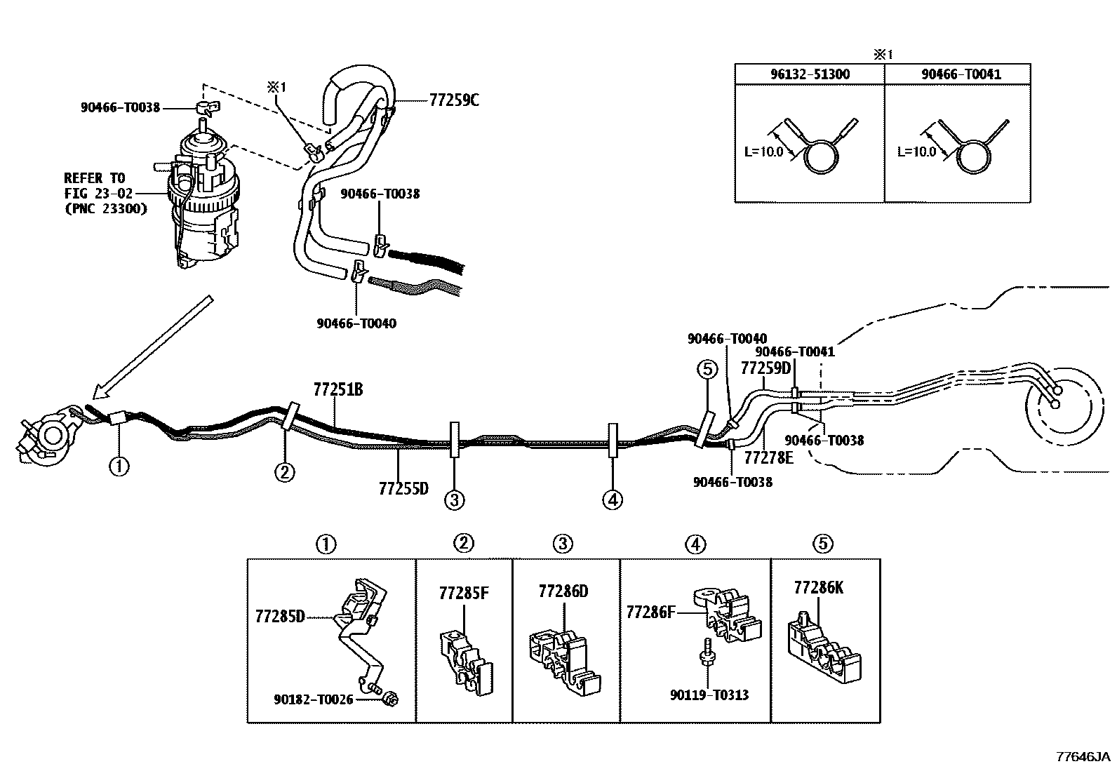 Toyota HILUX 燃油箱和燃油管 EPC diagram — 77646JA