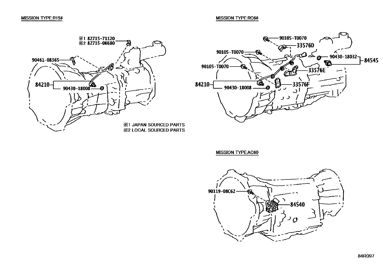 Toyota HILUX 开关和继电器和ECU EPC diagram — 84R097