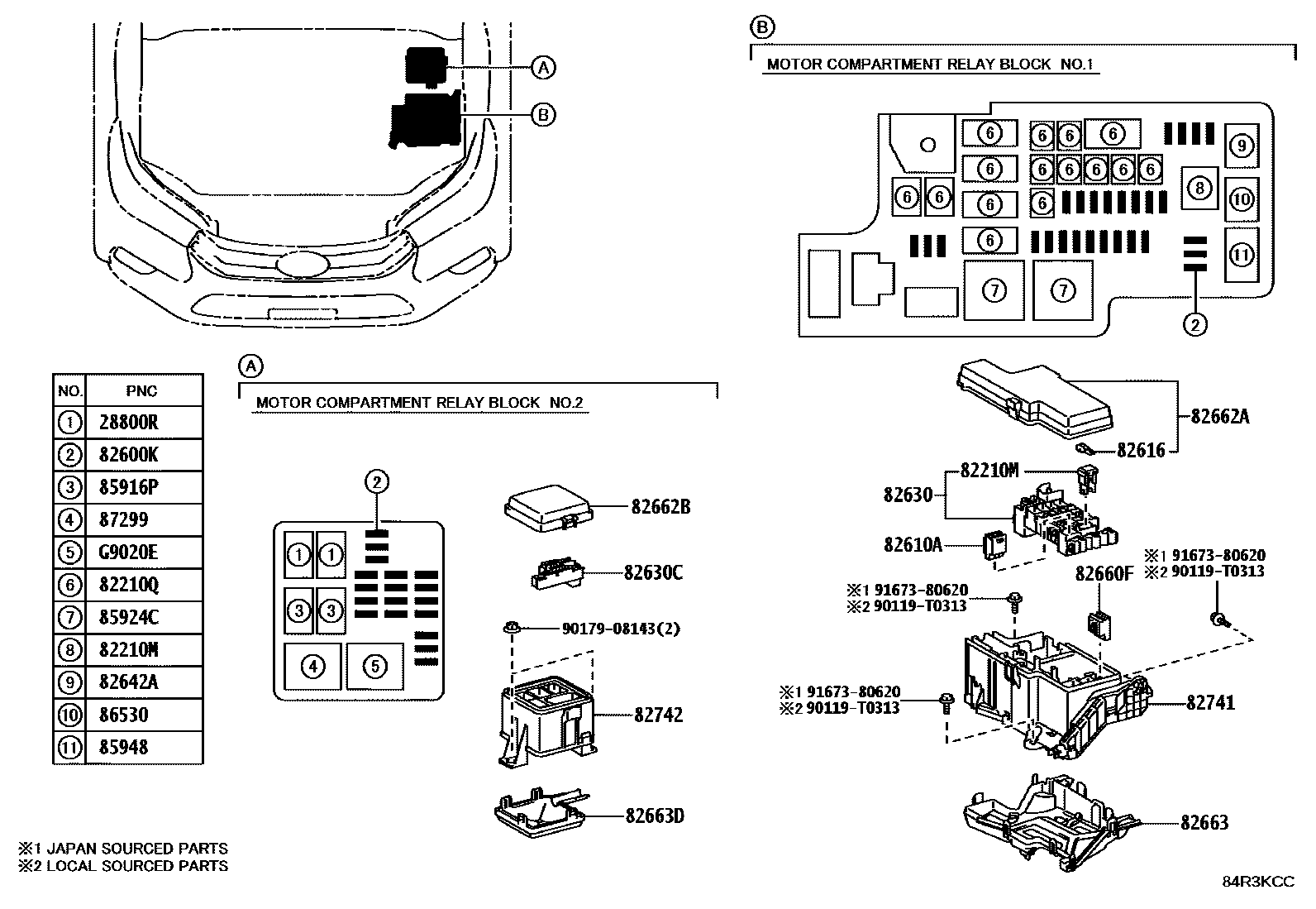 Toyota HILUX 开关和继电器和ECU EPC diagram — 84R3KCC
