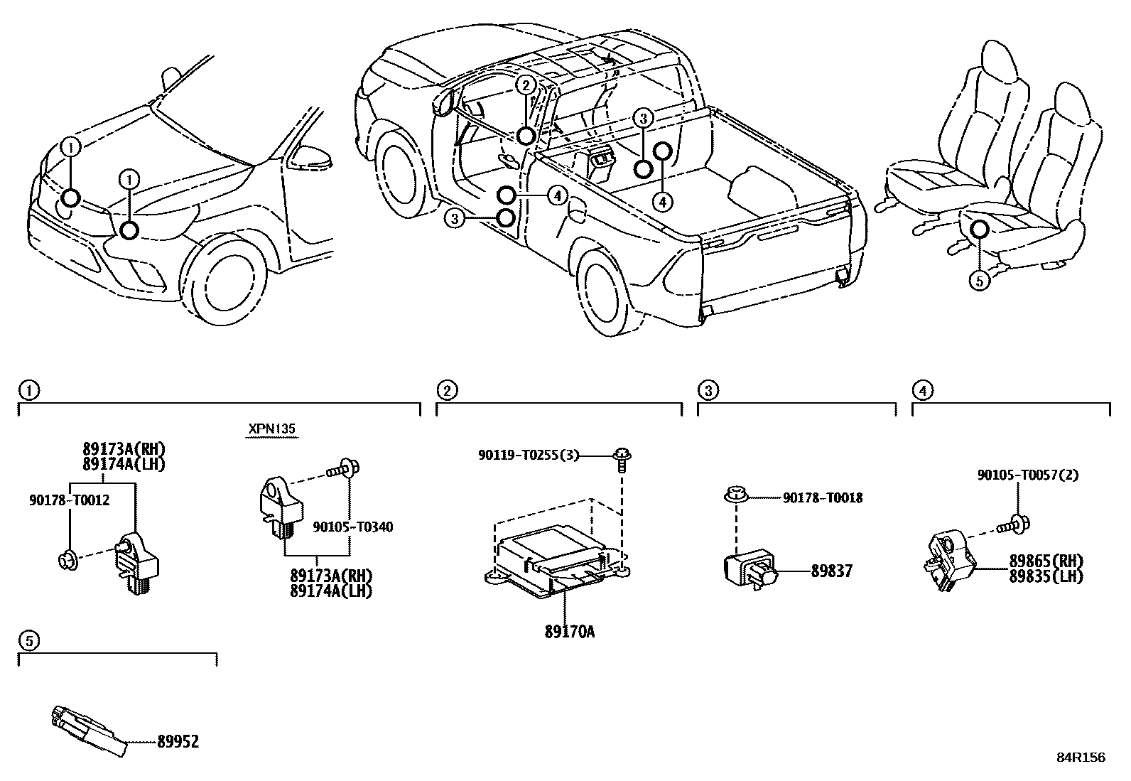Toyota HILUX 空气囊 EPC diagram — 84R156