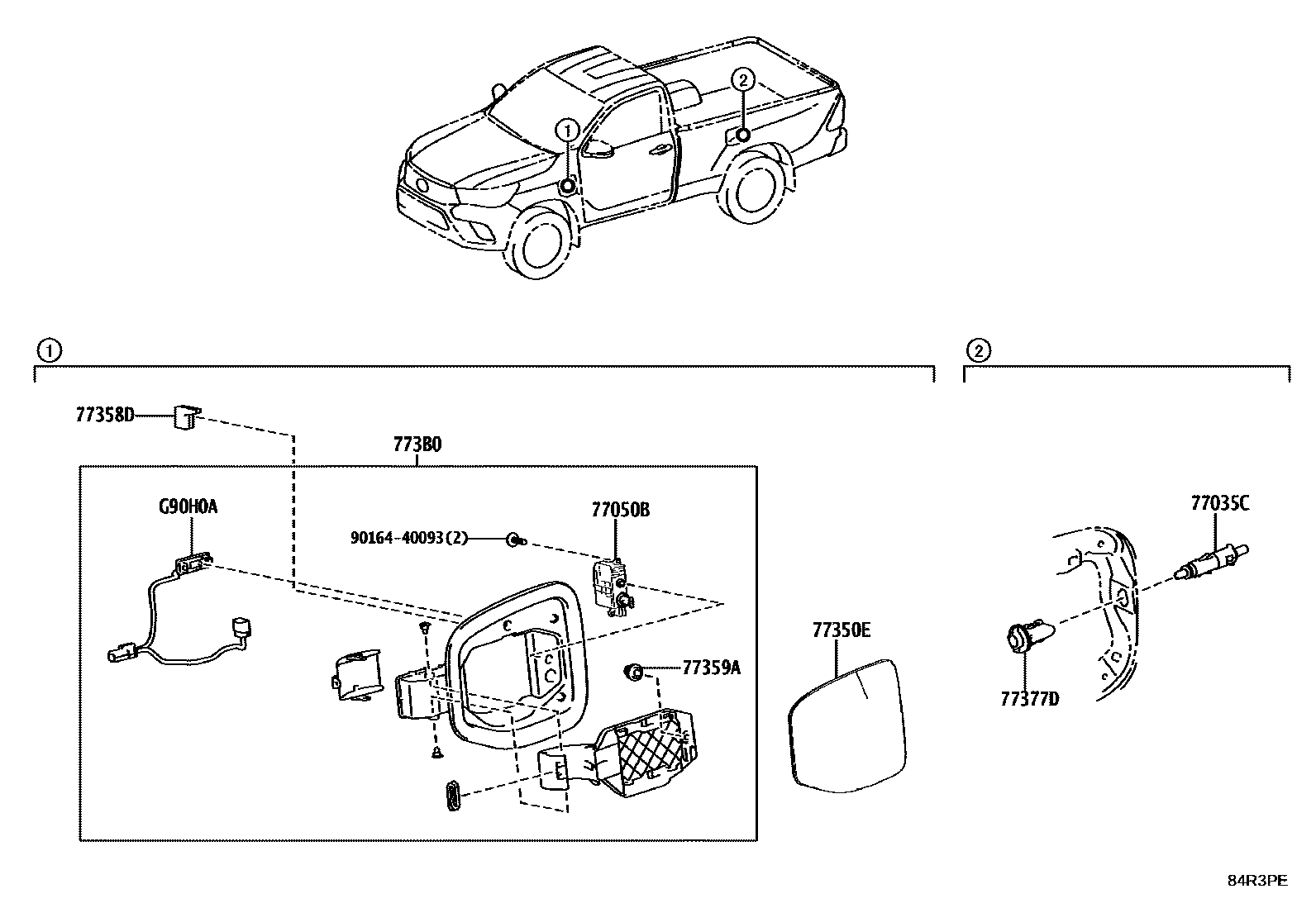 Toyota HILUX EV充电器&DC/DC转换器 EPC diagram — 84R3PE