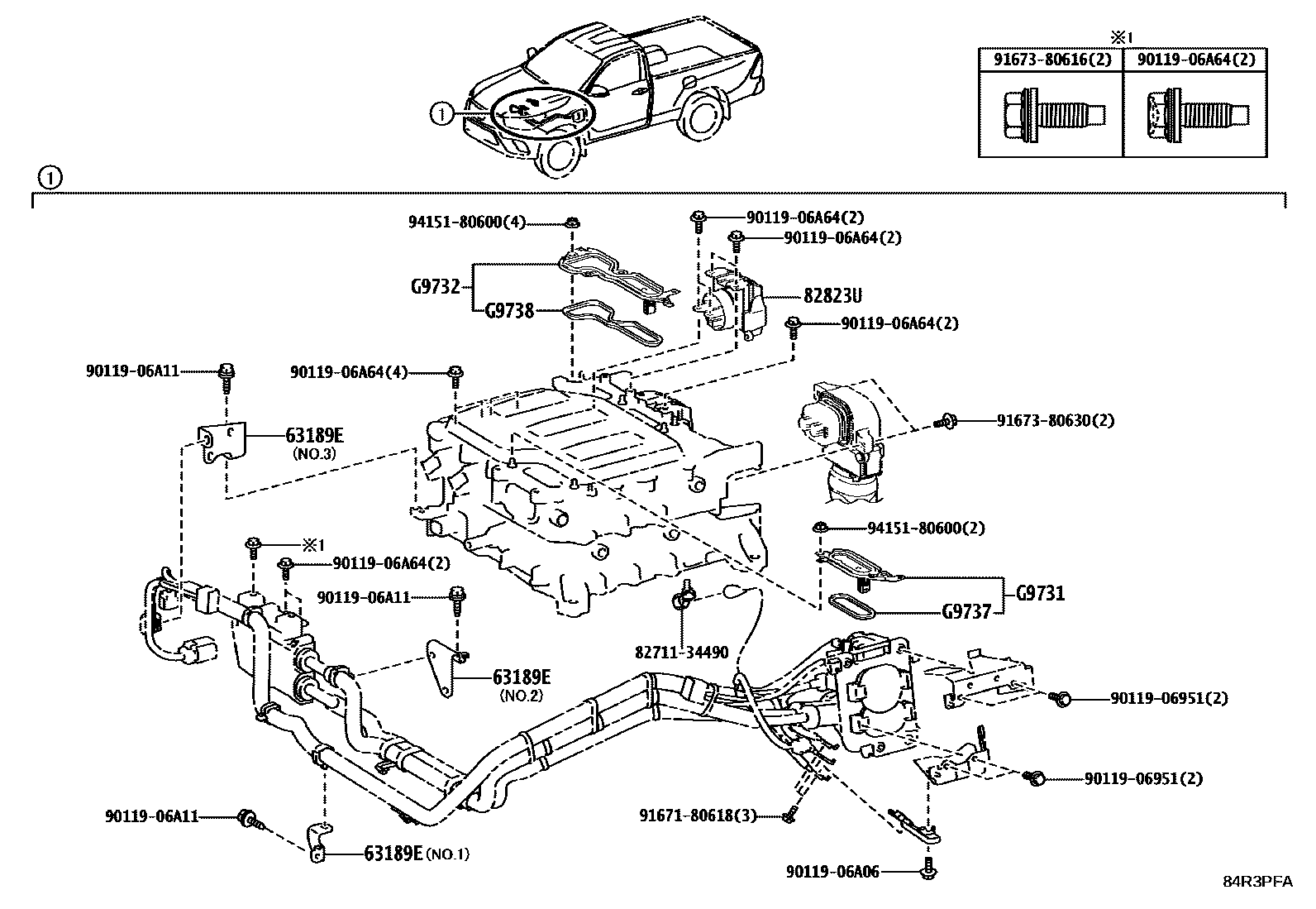 Toyota HILUX EV充电器&DC/DC转换器 EPC diagram — 84R3PFA
