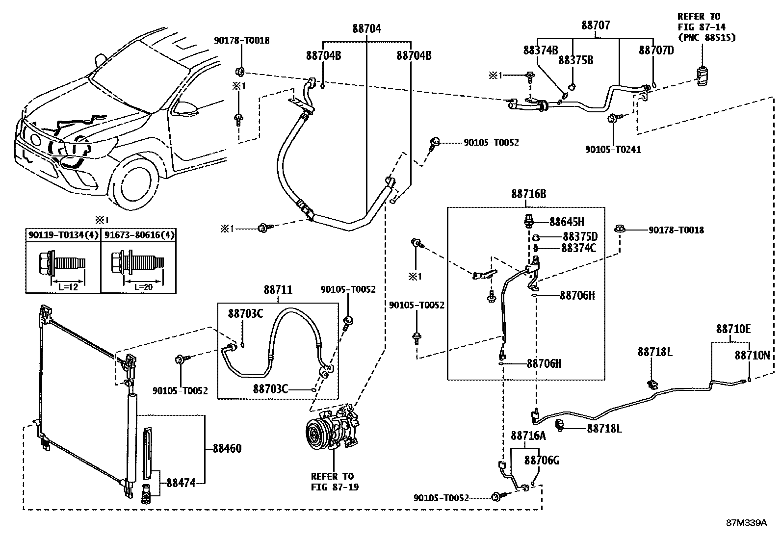 Toyota HILUX Heating & Air Conditioning - Cooler Piping EPC diagram — 87M339A