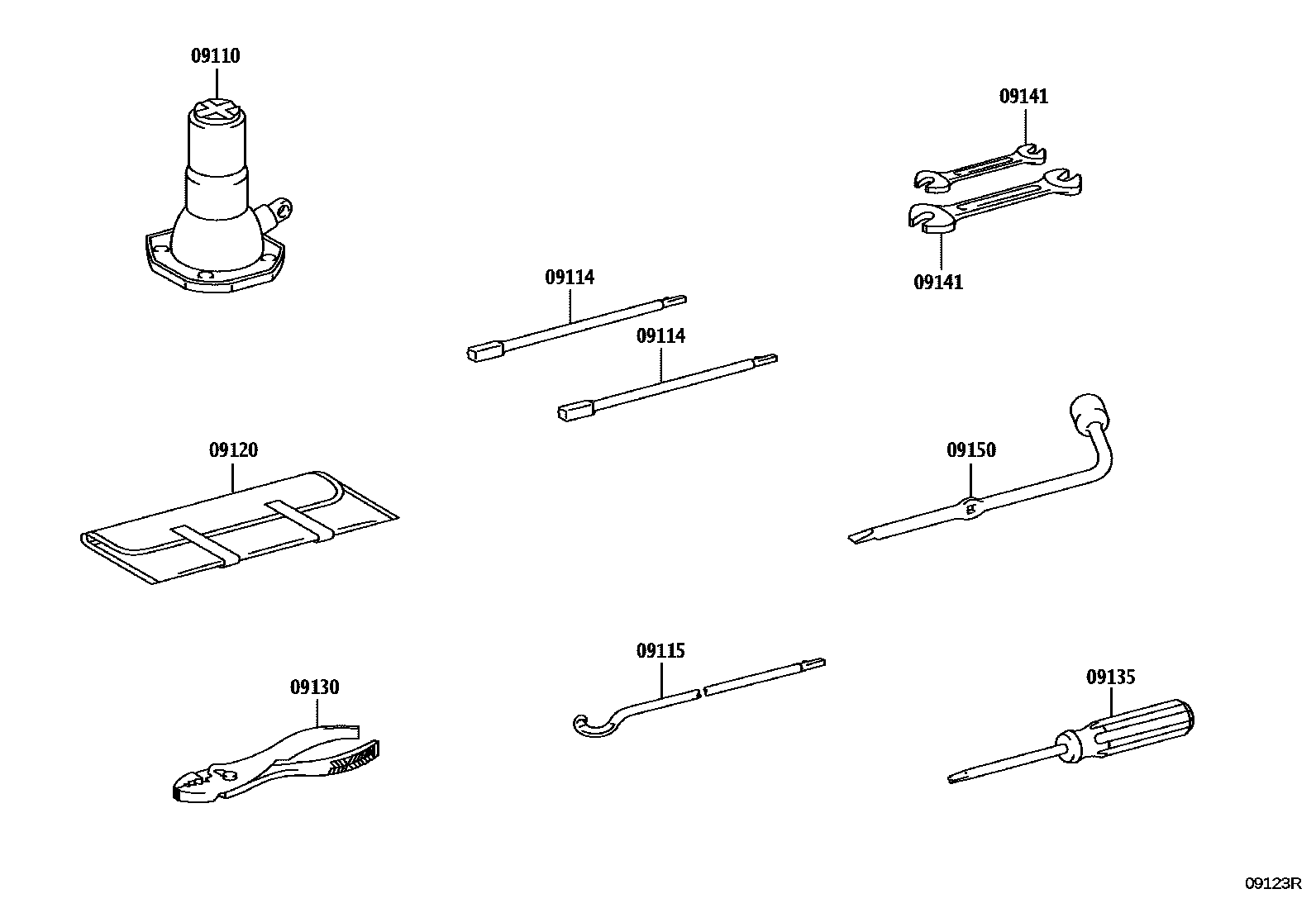 Toyota HILUX Standard Tools EPC diagram — 09123R