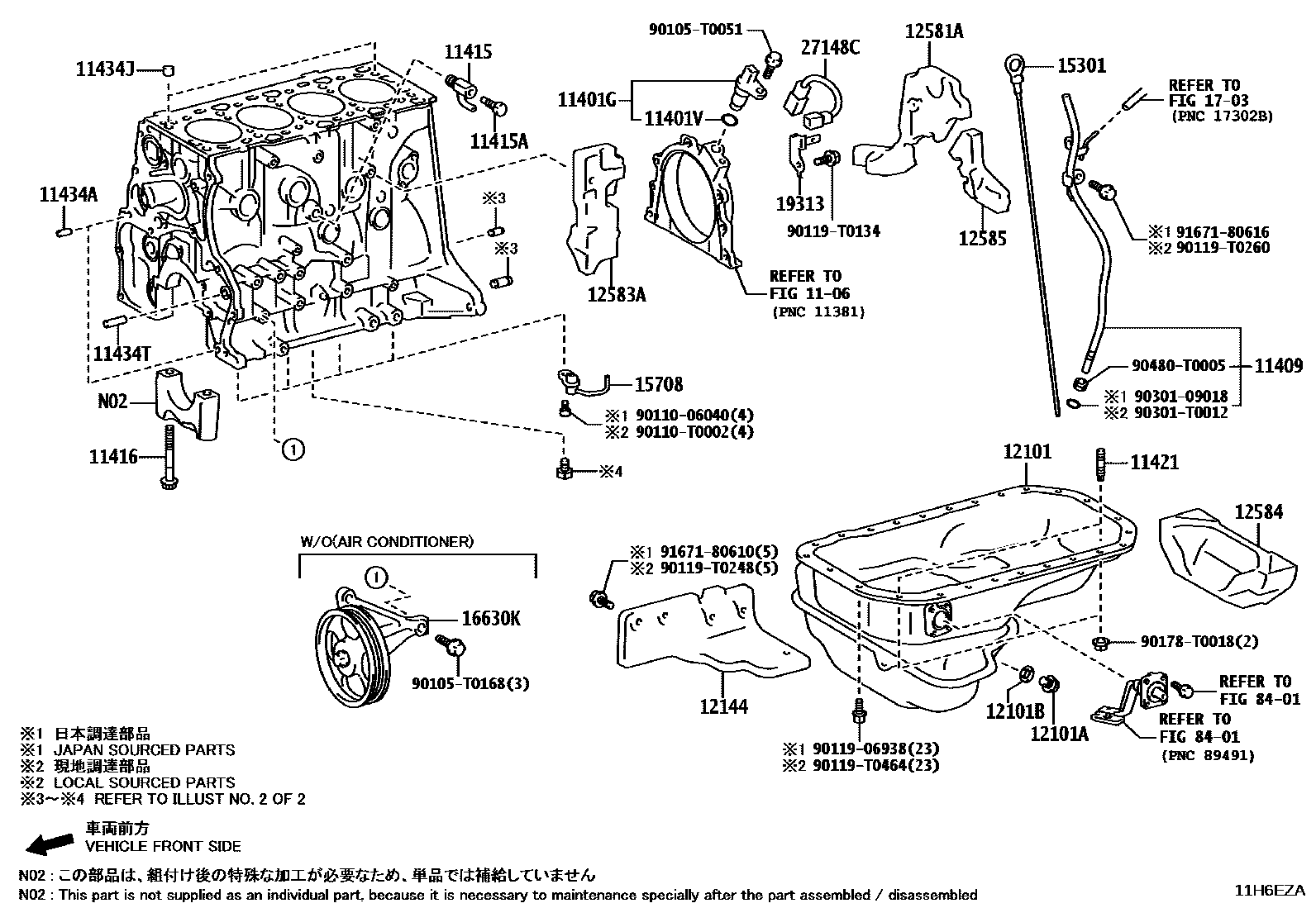 Toyota HILUX Cylinder Block EPC diagram — 11H6EZA
