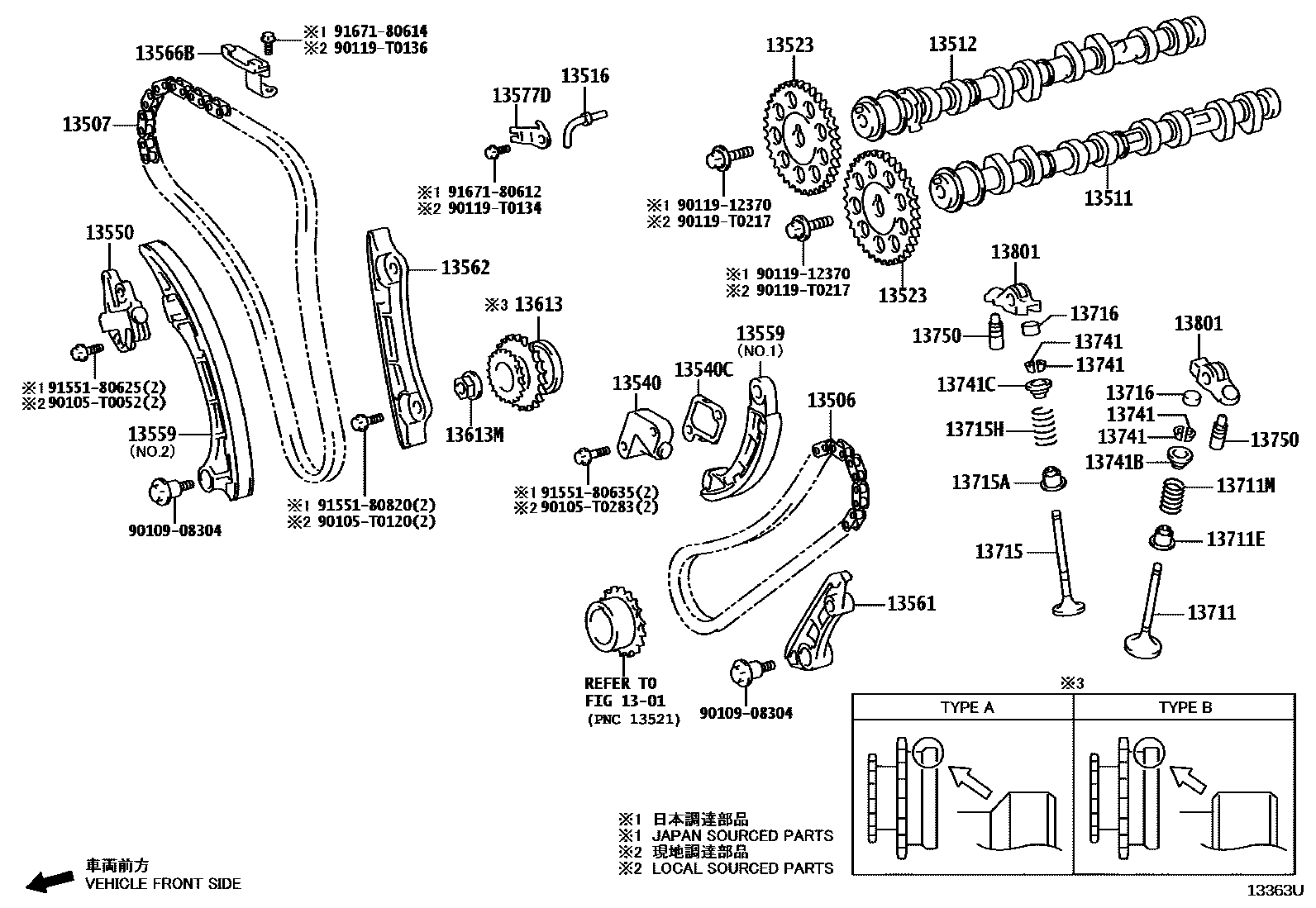 Toyota HILUX Camshaft & Valve EPC diagram — 13363U