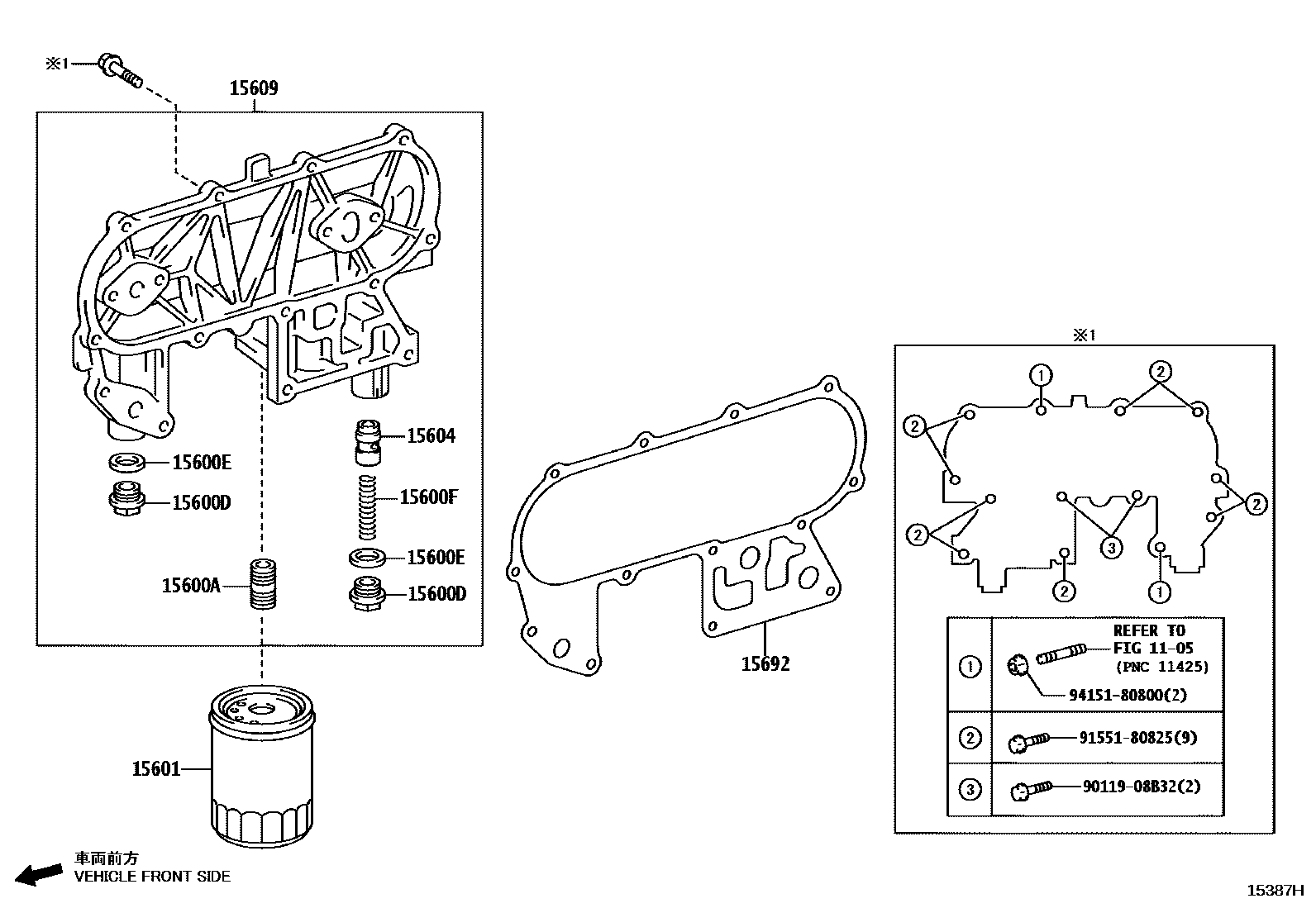 Toyota HILUX Oil Filter EPC diagram — 15387H