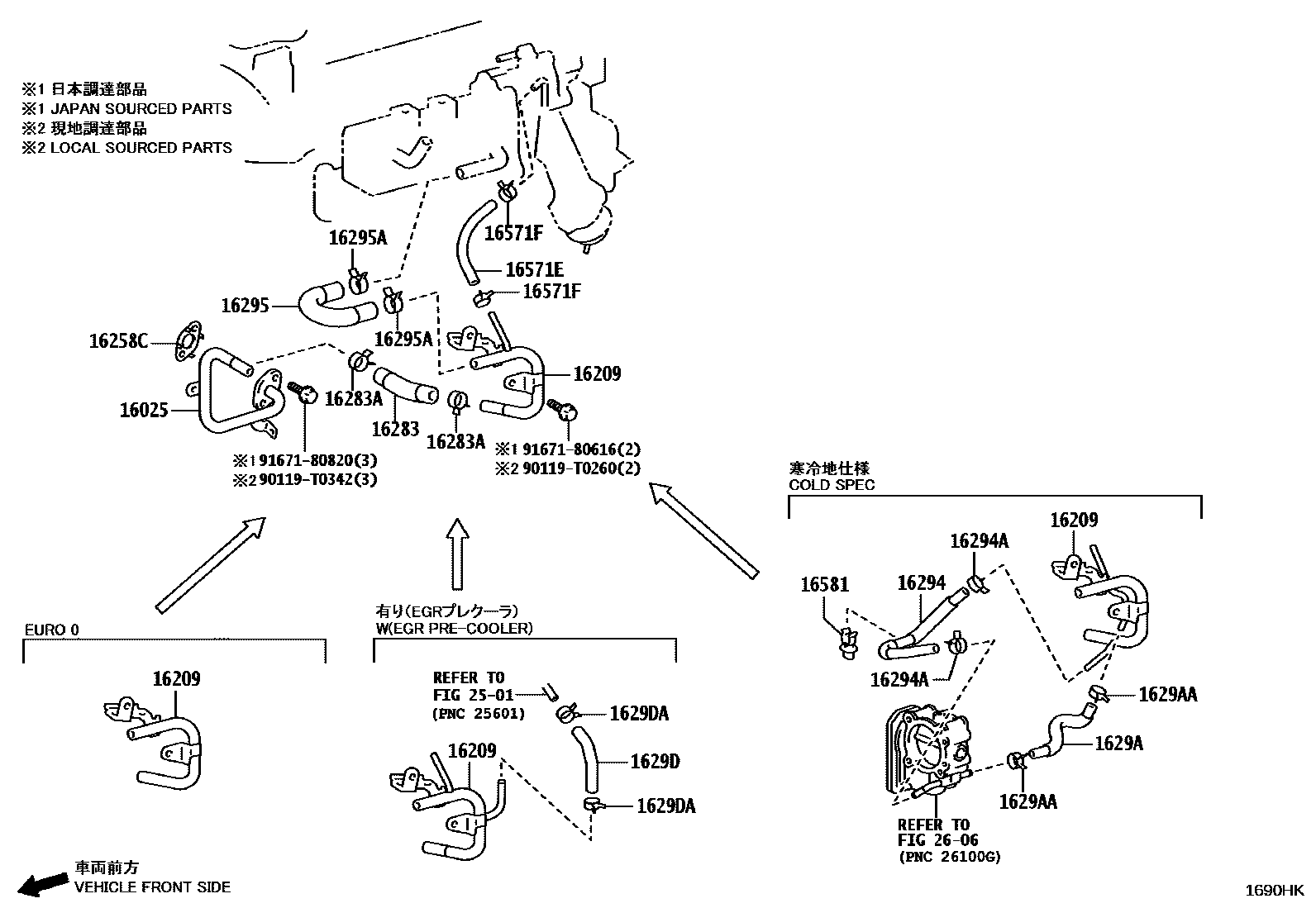 Toyota HILUX RADIATOR & WATER OUTLET EPC diagram — 1690HK