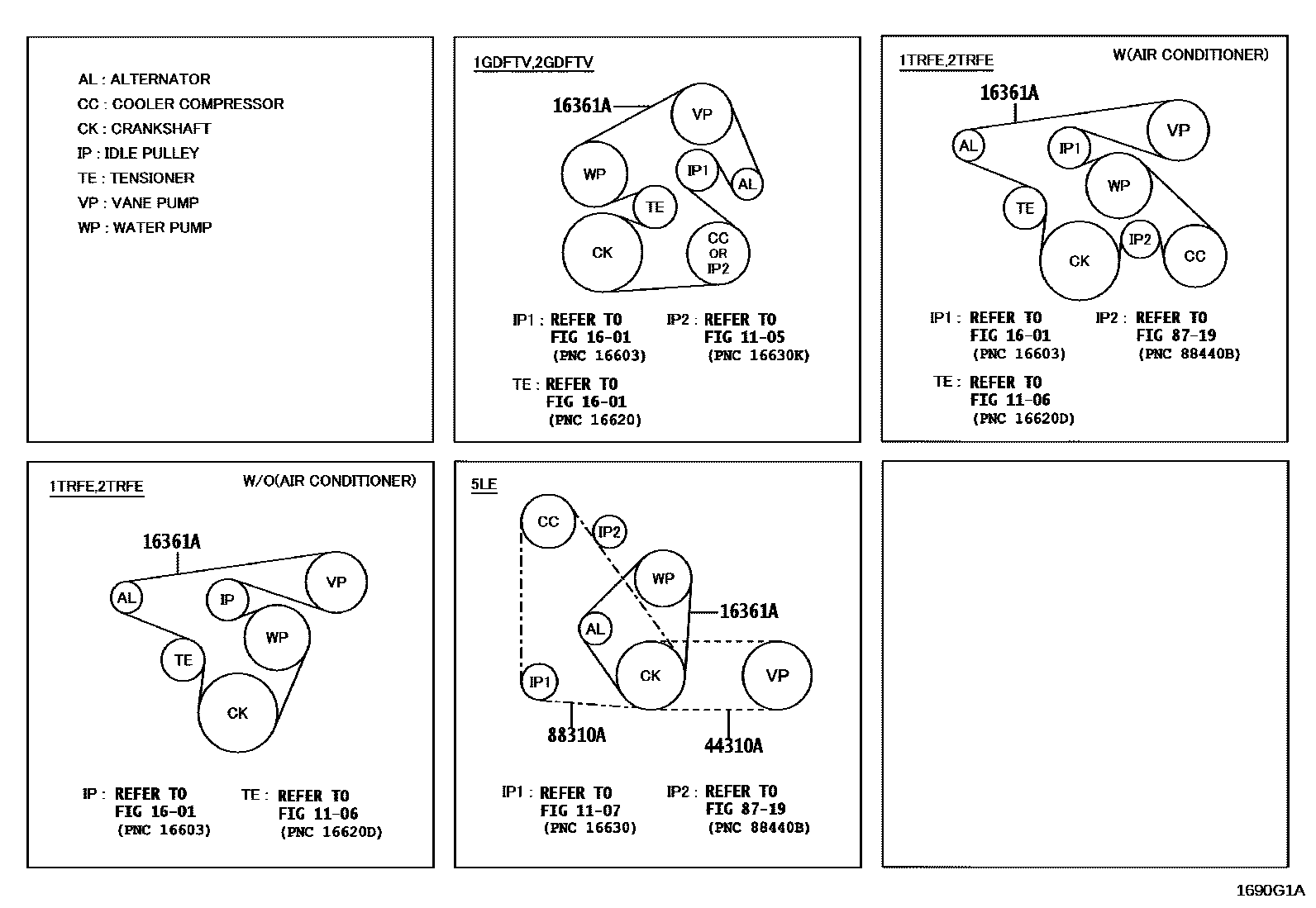 Toyota HILUX V-Belt EPC diagram — 1690G1A