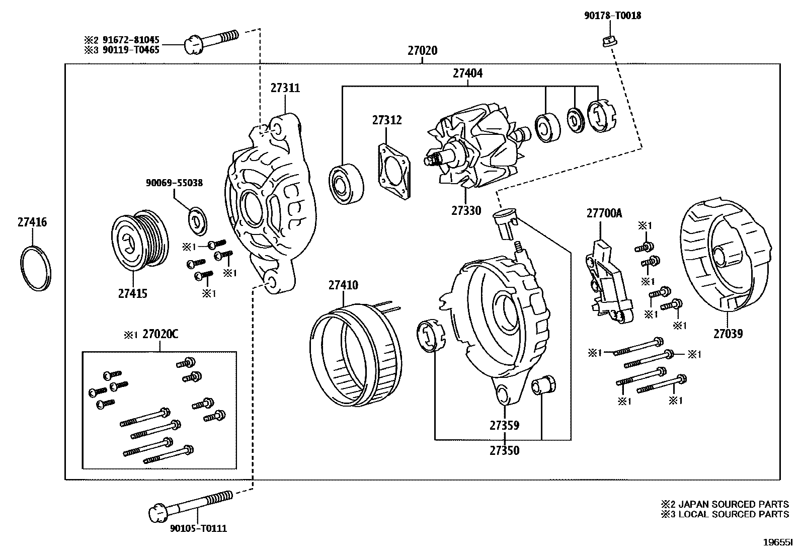 Toyota HILUX Alternator EPC diagram — 19655I