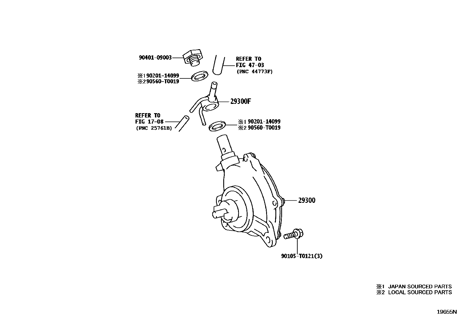 Toyota HILUX 真空泵 EPC diagram — 19655N
