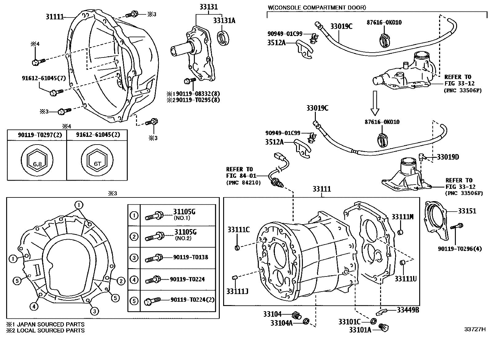 Toyota HILUX 离合器壳和变速器壳(MTM) EPC diagram — 33727H