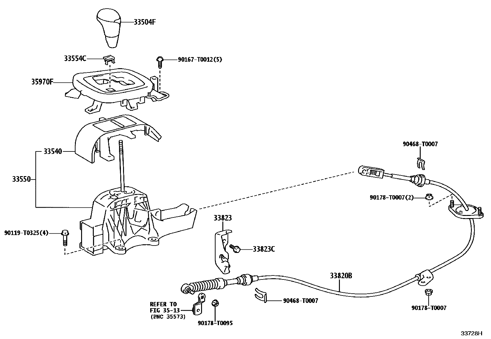 Toyota HILUX Shift Lever & Retainer EPC diagram — 33728H