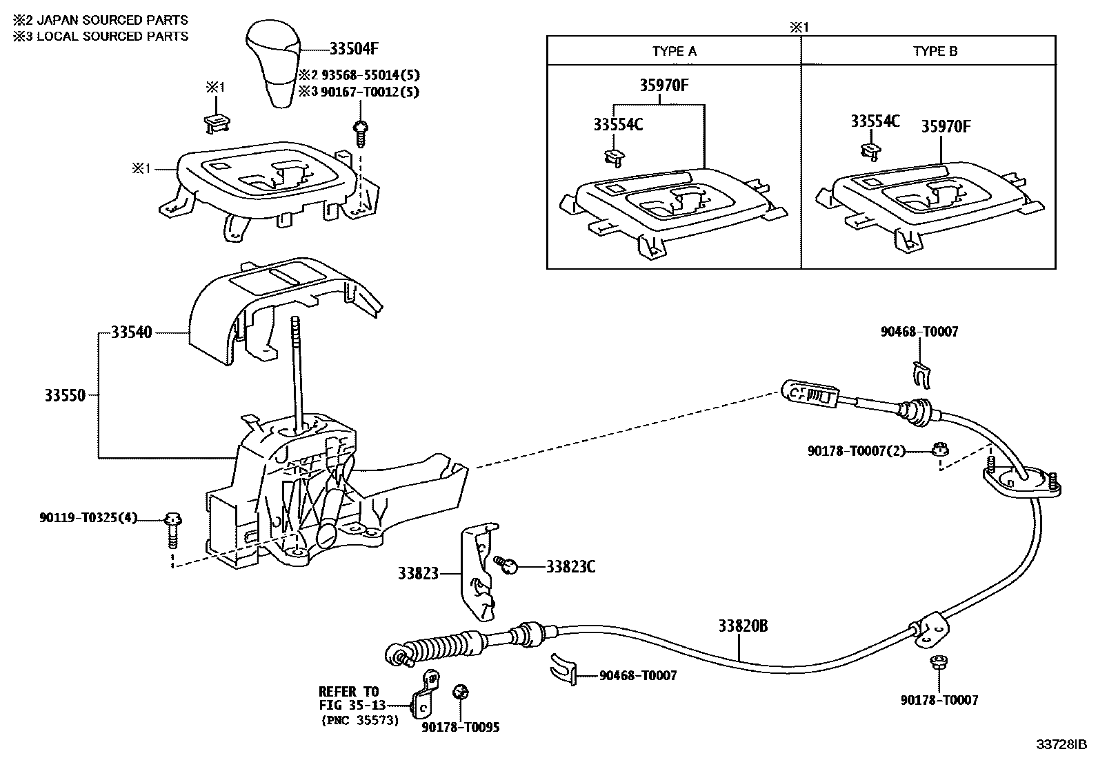 Toyota HILUX Shift Lever & Retainer EPC diagram — 33728IB