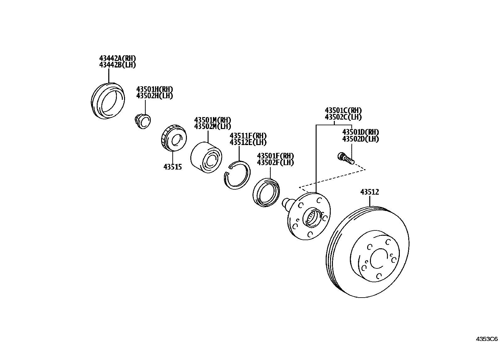 Toyota HILUX Front Axle Hub EPC diagram — 4353C6