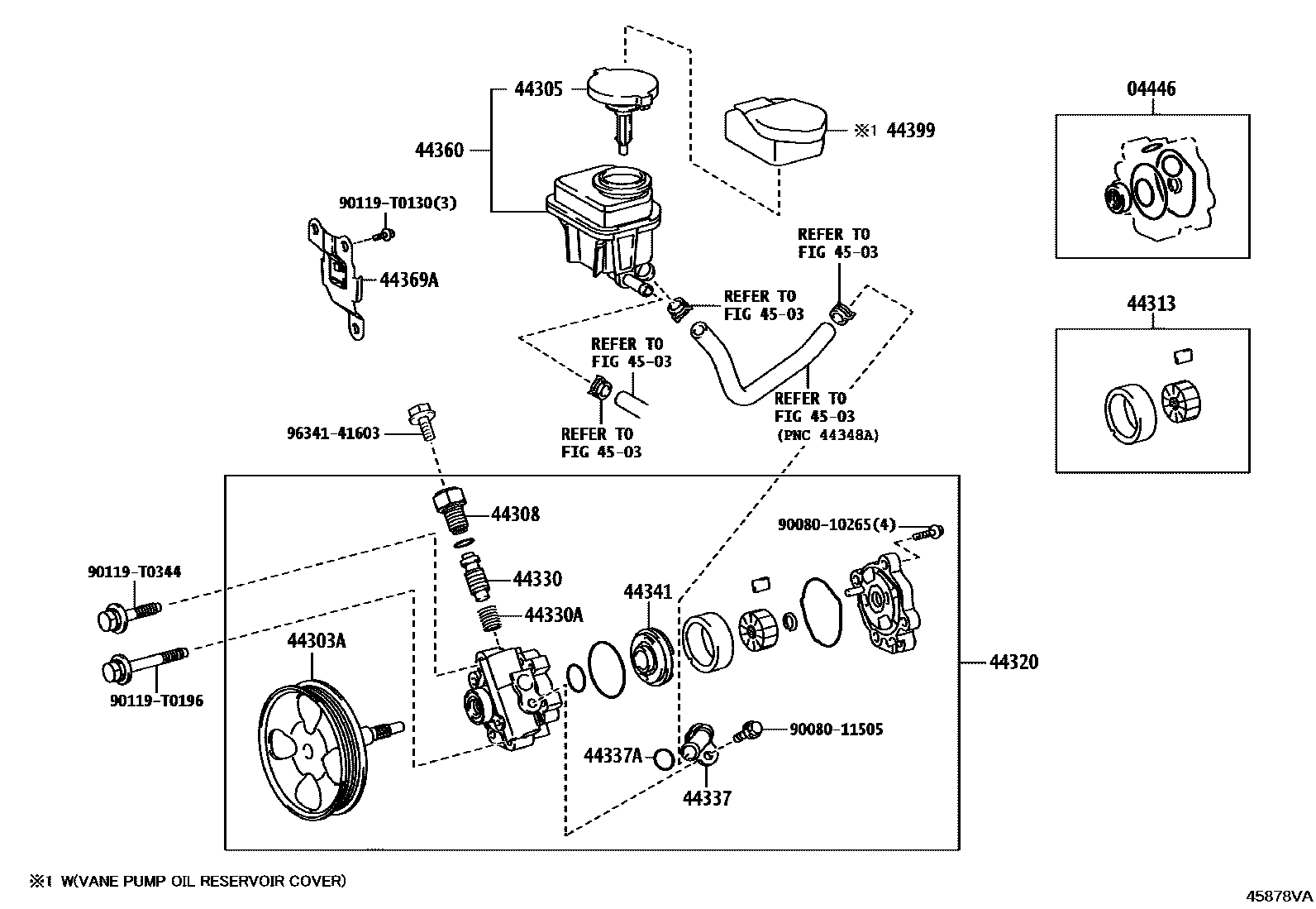 Toyota HILUX 叶片泵和储油罐(动力转向) EPC diagram — 45878VA