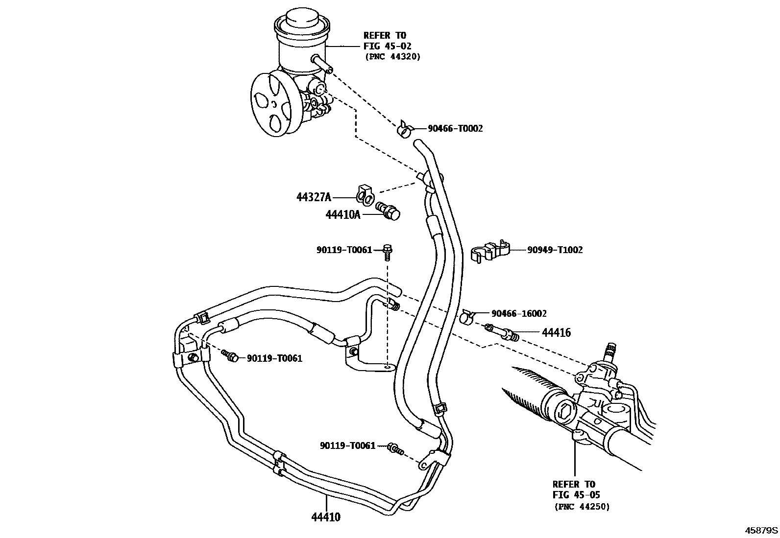 Toyota HILUX 动力转向配管 EPC diagram — 45879S