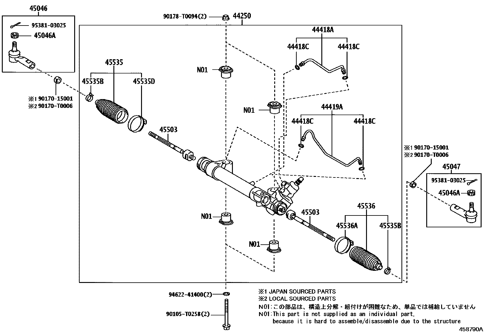 Toyota HILUX 前转向齿轮和连杆 EPC diagram — 458790A