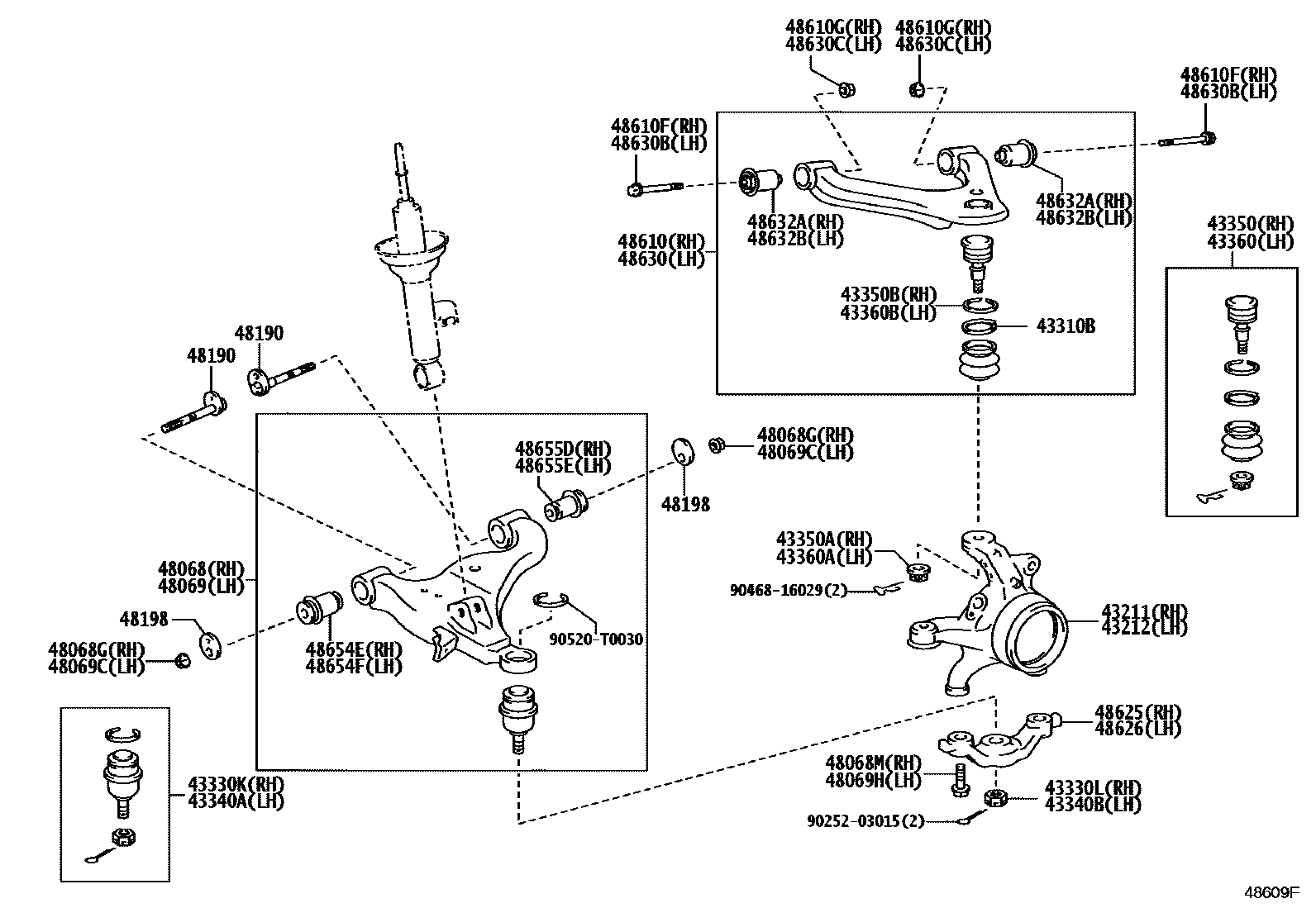 Toyota HILUX 前桥控制臂和转向节 EPC diagram — 48609F