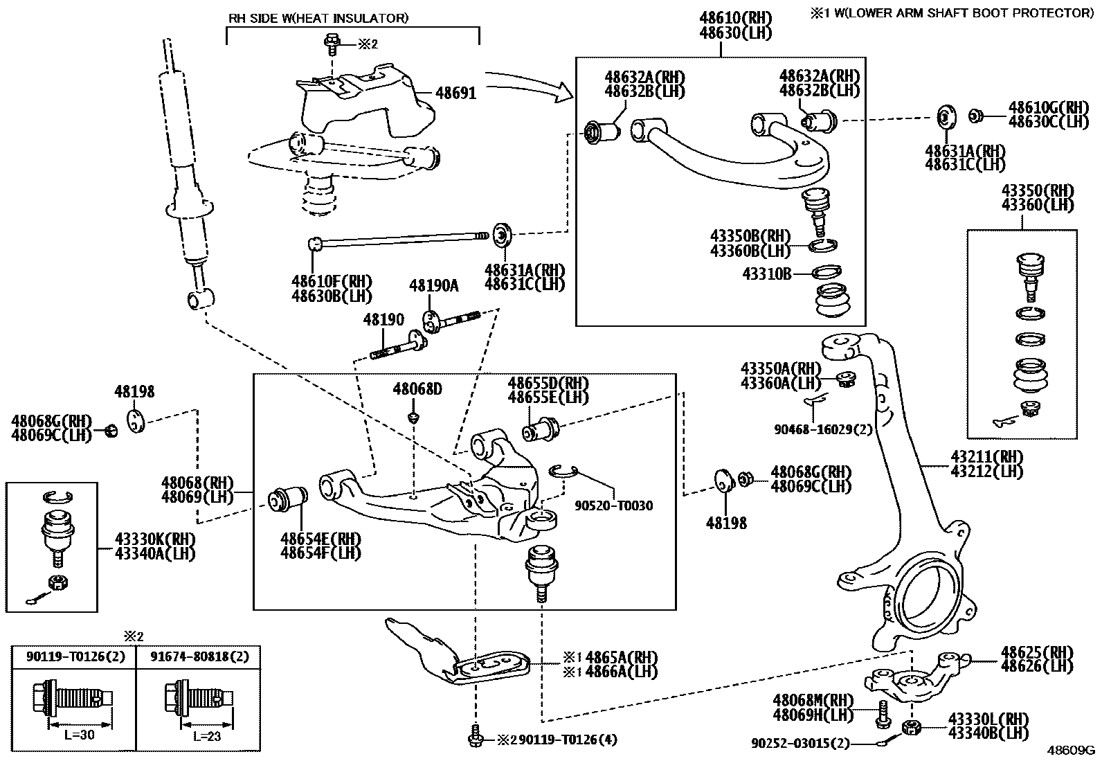 Toyota HILUX 前桥控制臂和转向节 EPC diagram — 48609G