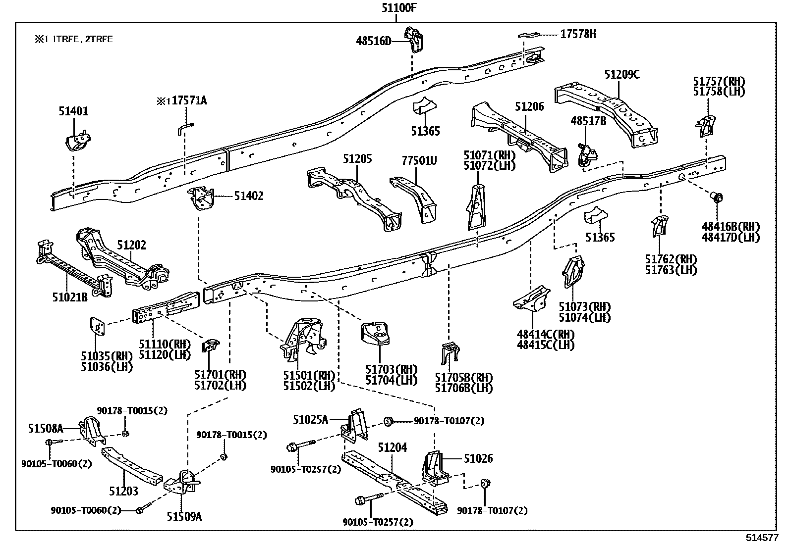 Toyota HILUX 车架 EPC diagram — 514577
