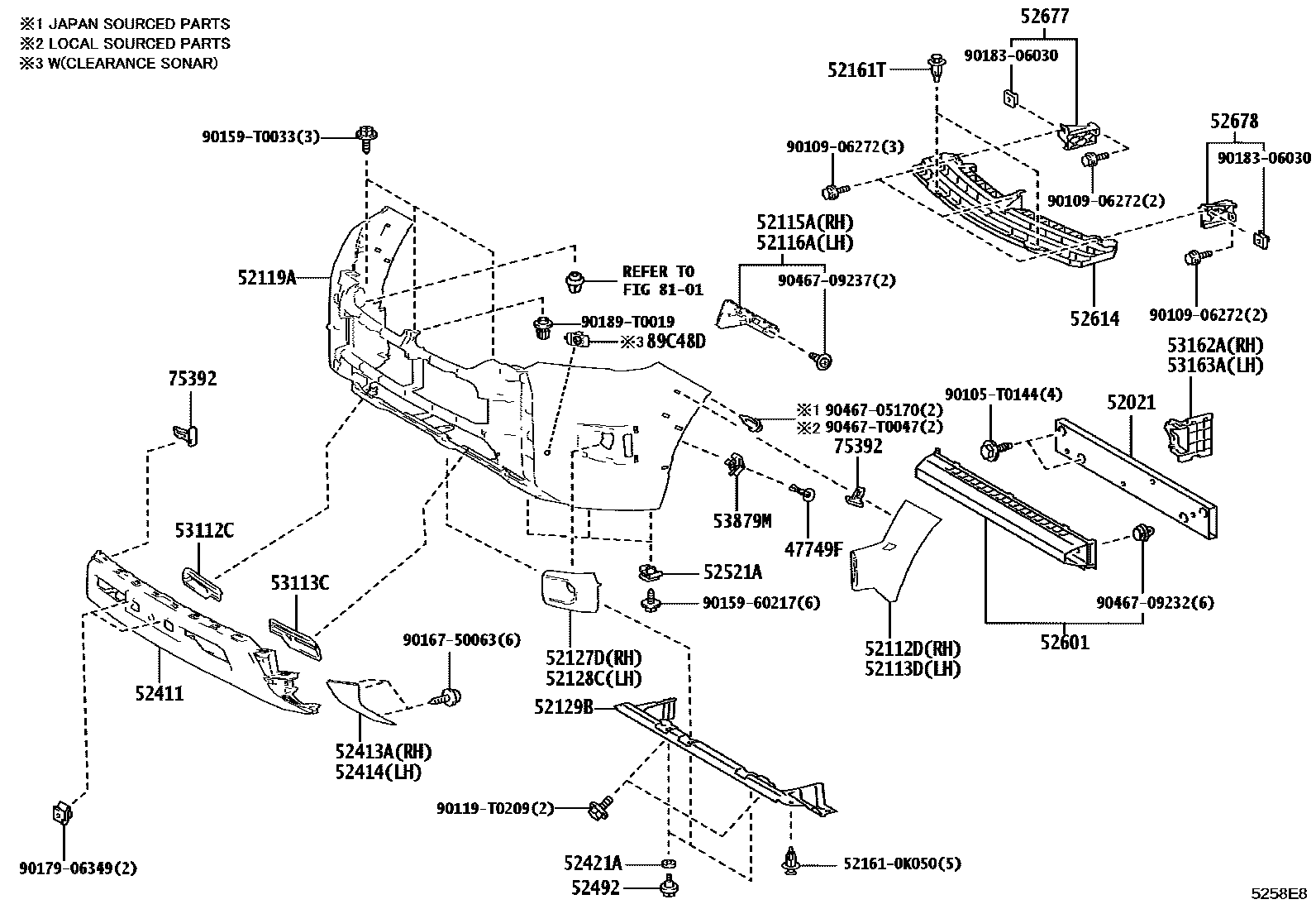Toyota HILUX 前保险杠及附件 EPC diagram — 5258E8