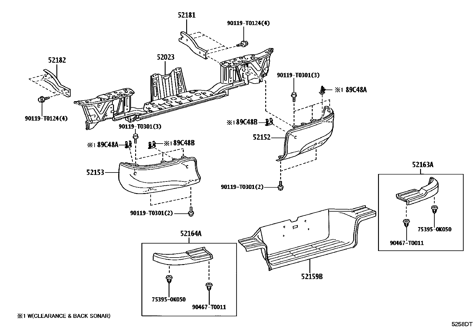 Toyota HILUX 后保险杠及附件 EPC diagram — 5258DT