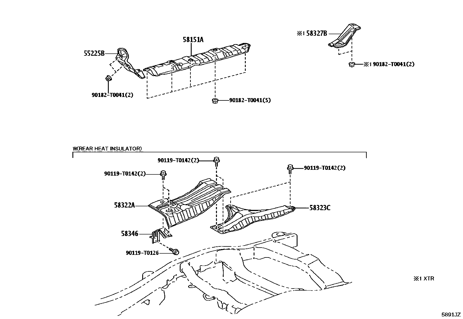 Toyota HILUX 地板隔热垫 EPC diagram — 5891JZ