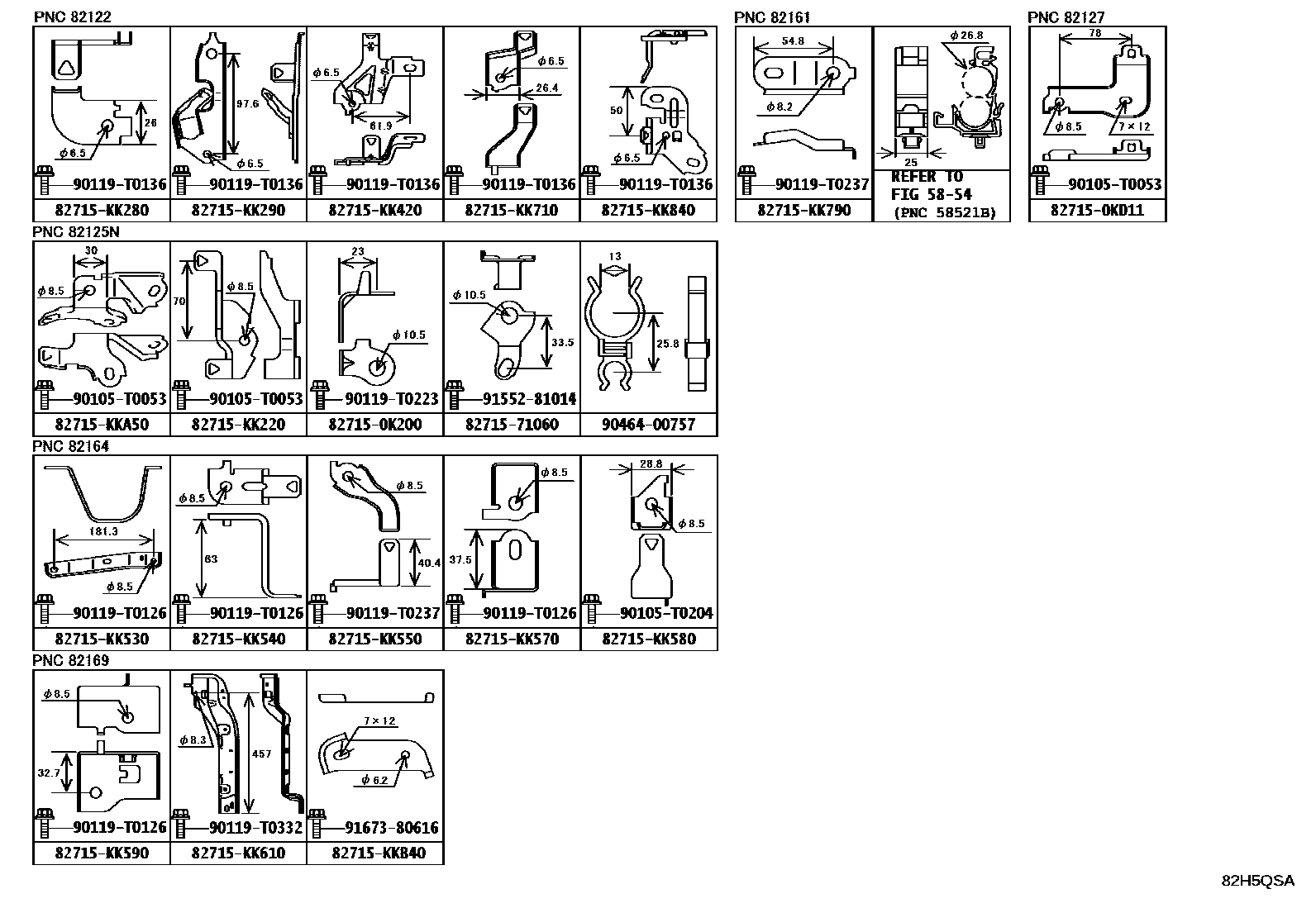 Toyota HILUX 线束和卡夹 EPC diagram — 82H5QSA