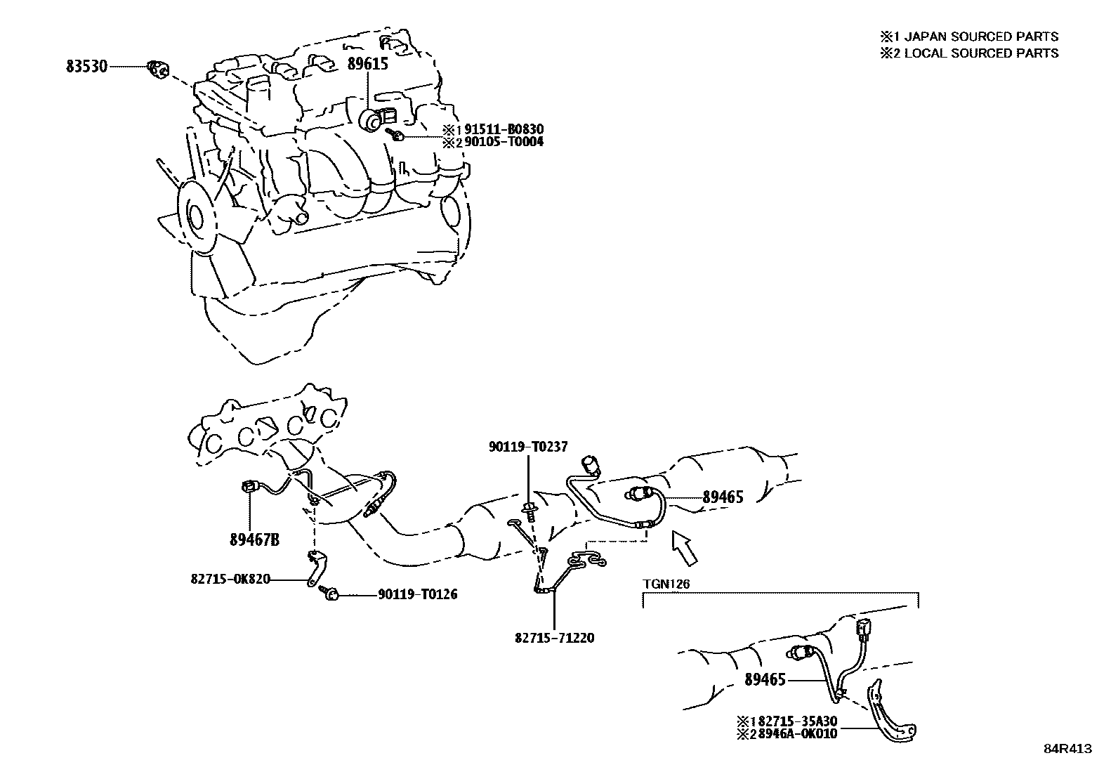 Toyota HILUX 开关和继电器和ECU EPC diagram — 84R413