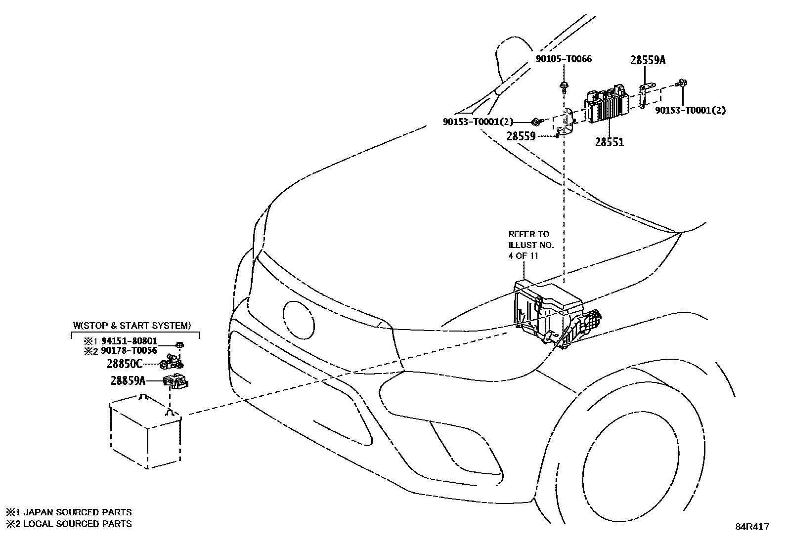 Toyota HILUX 开关和继电器和ECU EPC diagram — 84R417